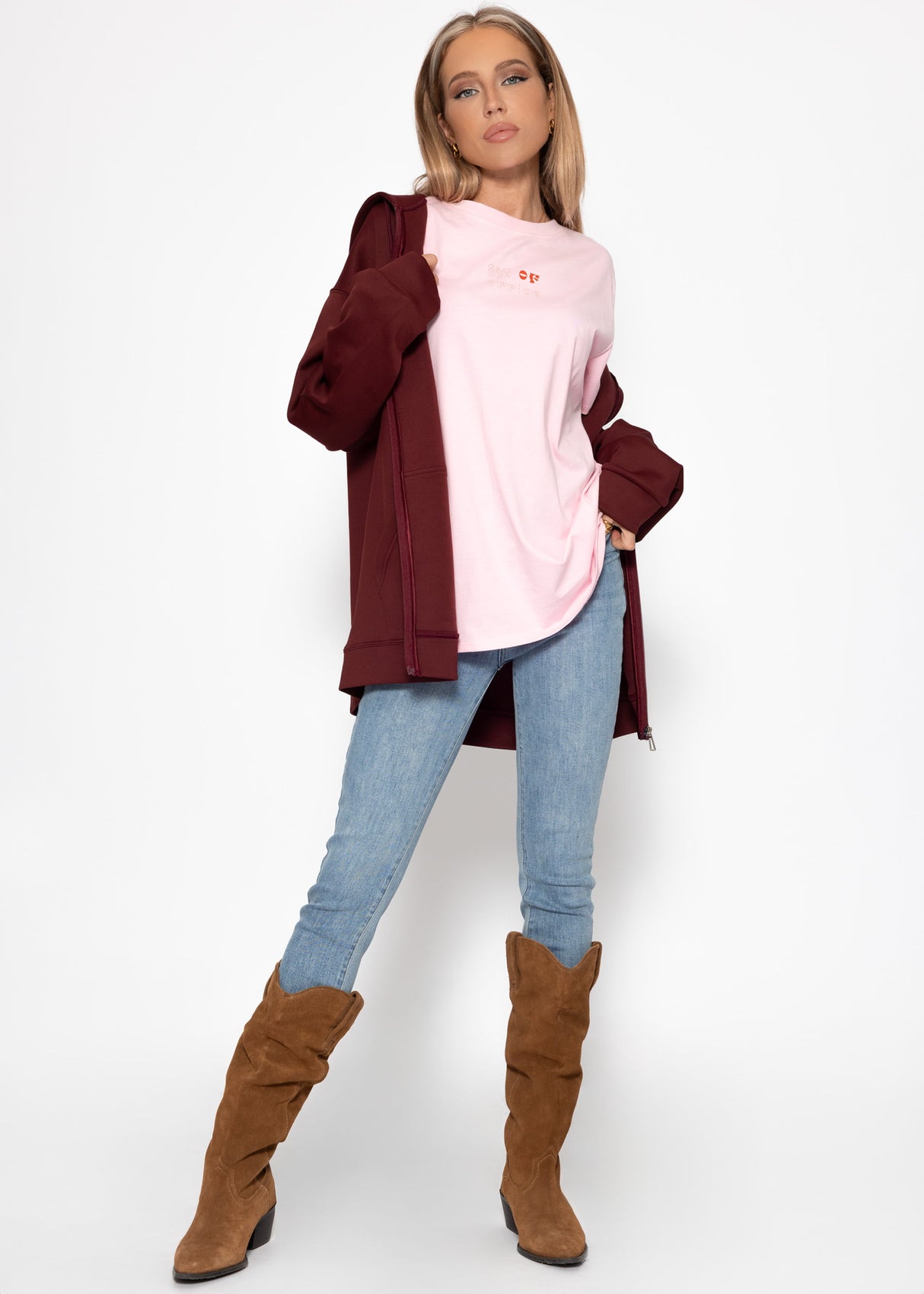 Oversize T -shirt with print - pink