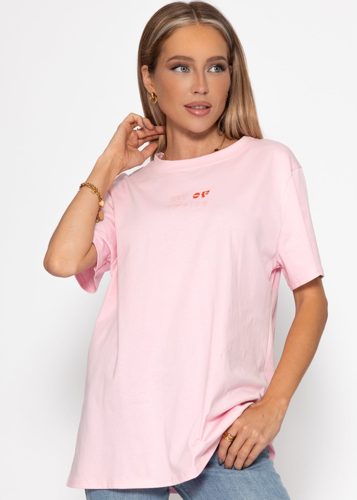 Oversize T -shirt with print - pink