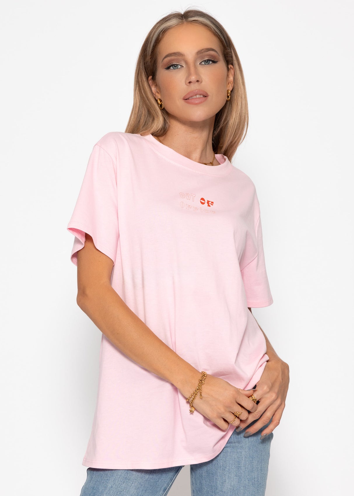 Oversize T -shirt with print - pink