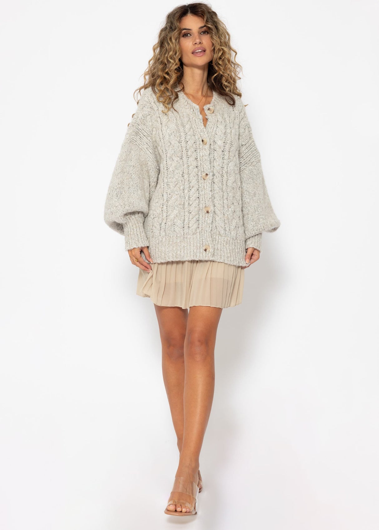 Plissée-Rock aus Chiffon - beige