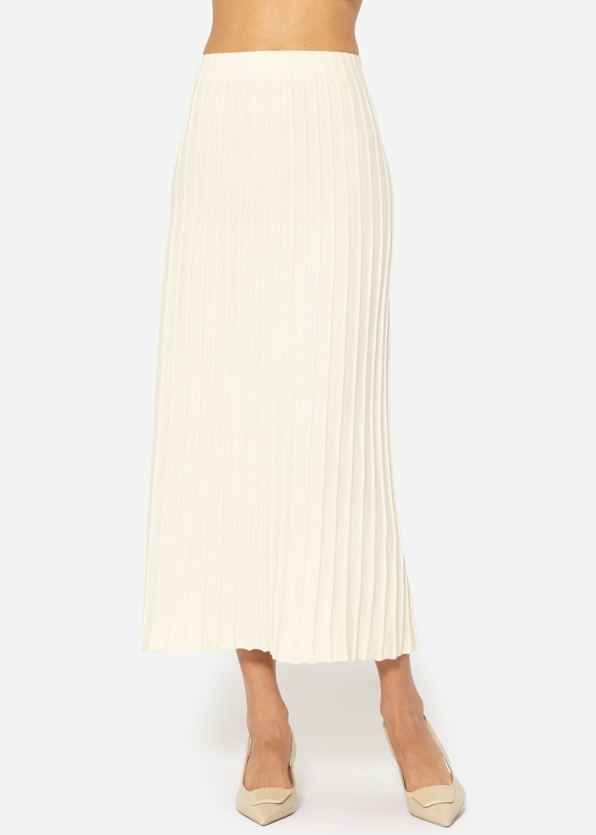 Plissierter Maxi Strick-Rock - offwhite