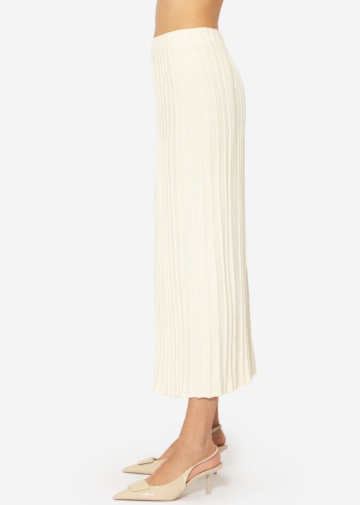 Plissierter Maxi Strick-Rock - offwhite