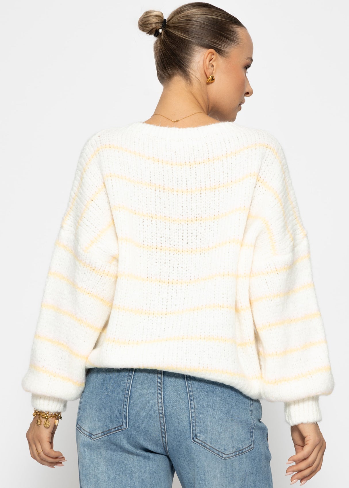 Gestreifter Pullover - offwhite