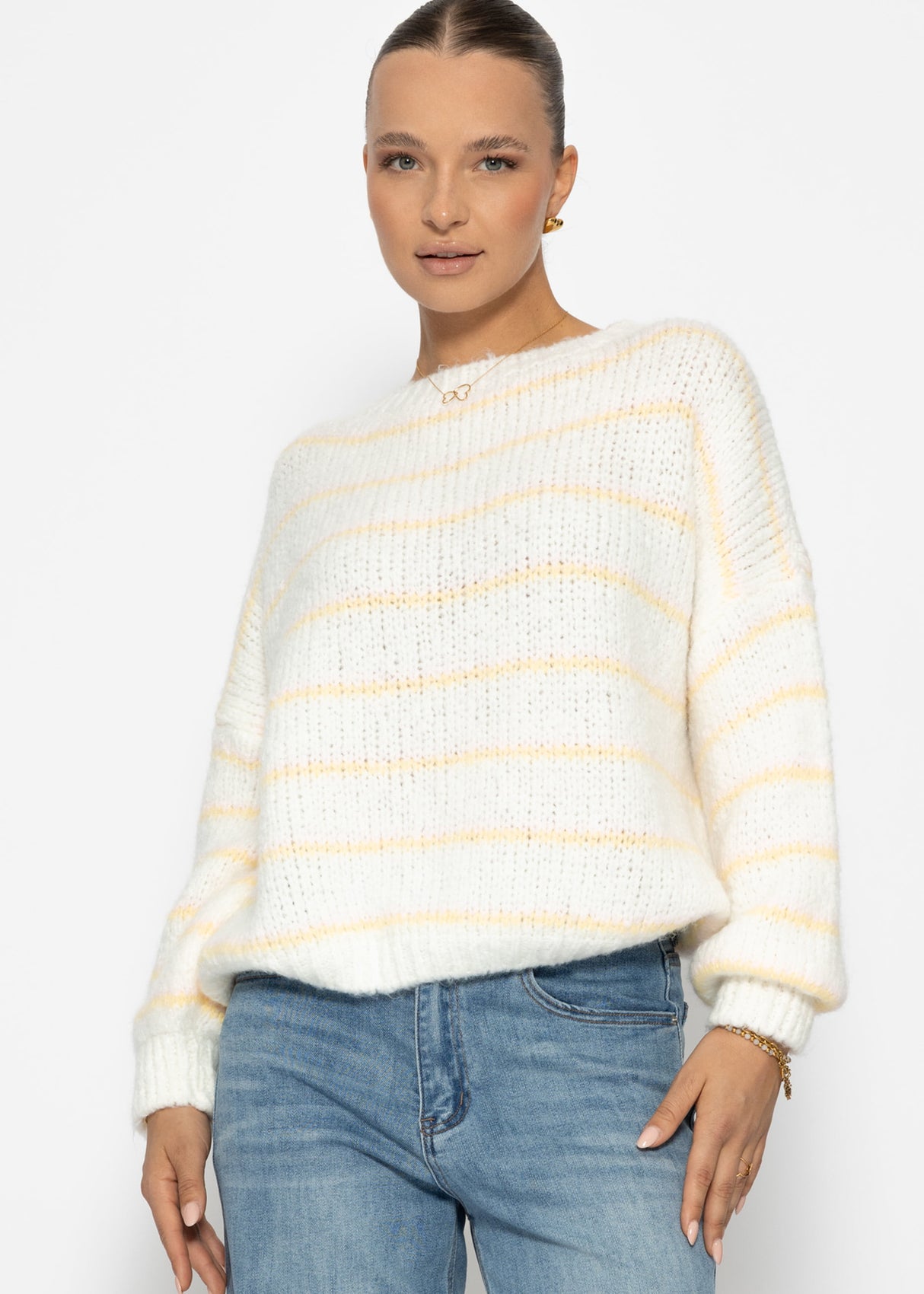 Gestreifter Pullover - offwhite