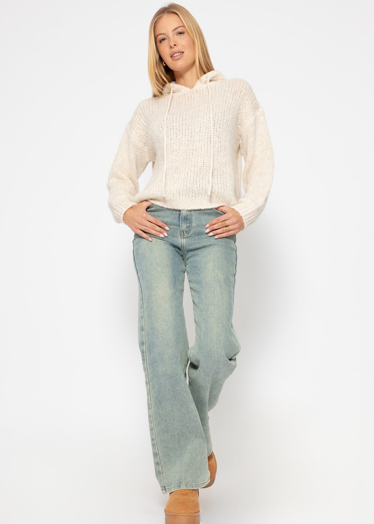 Sweater with hoodie - off-white