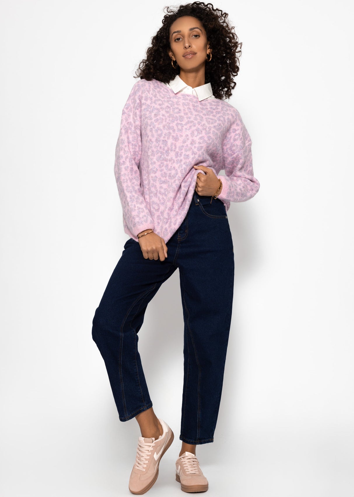 Pullover mit Leo-Muster - rosa