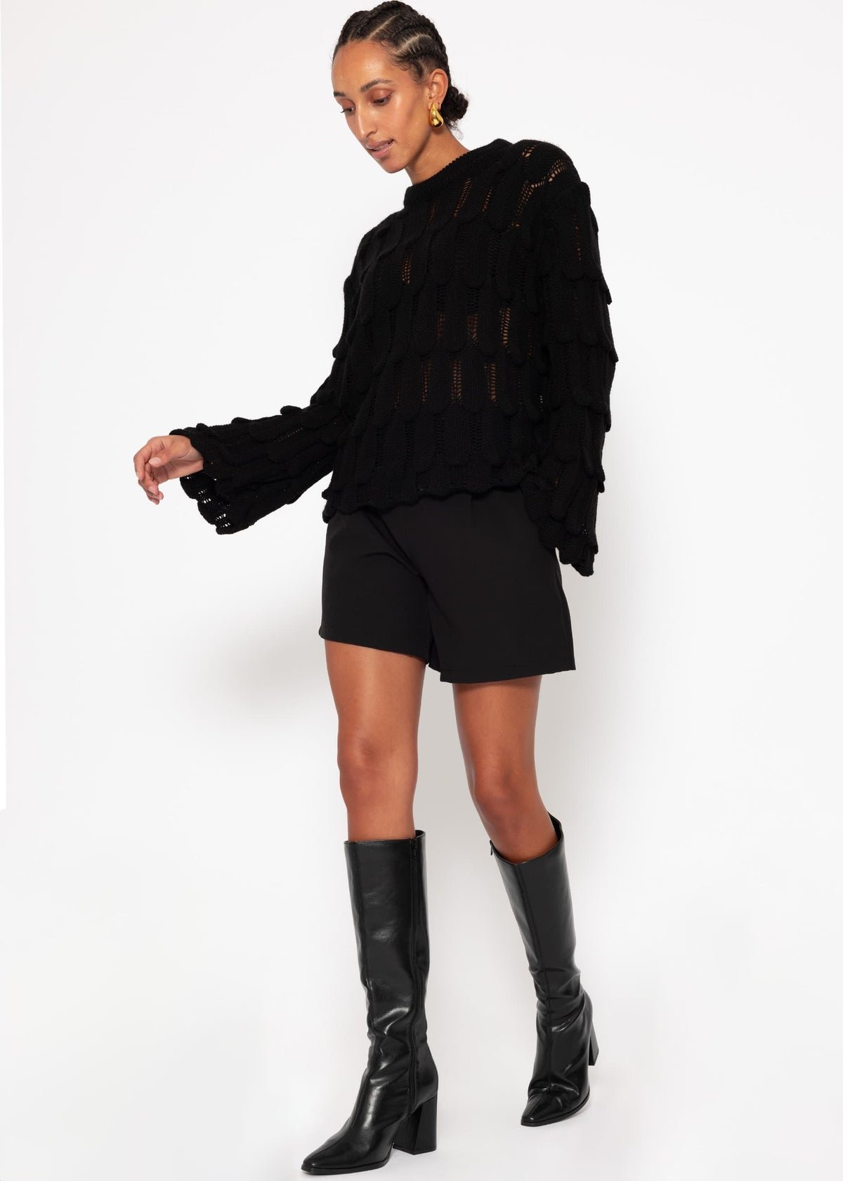 Patterned sweater - black