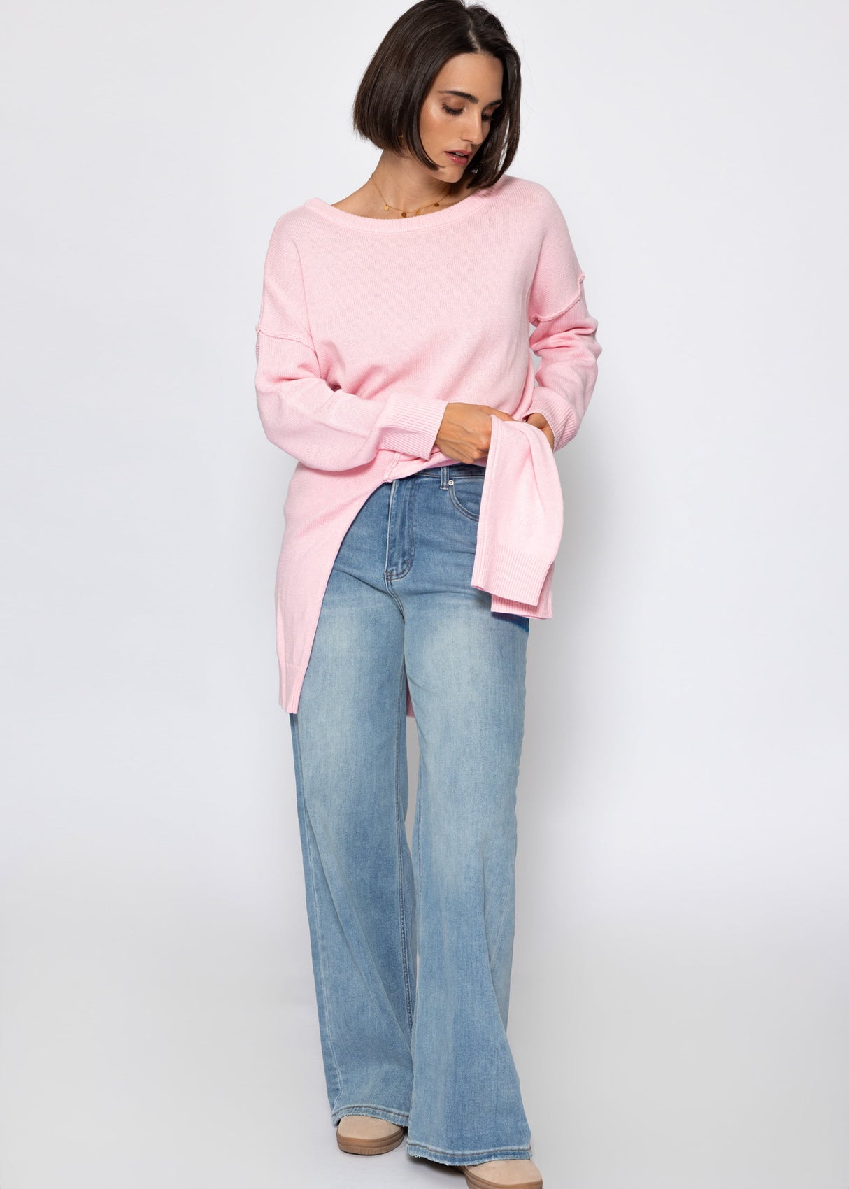 Sweater with back seam - pink