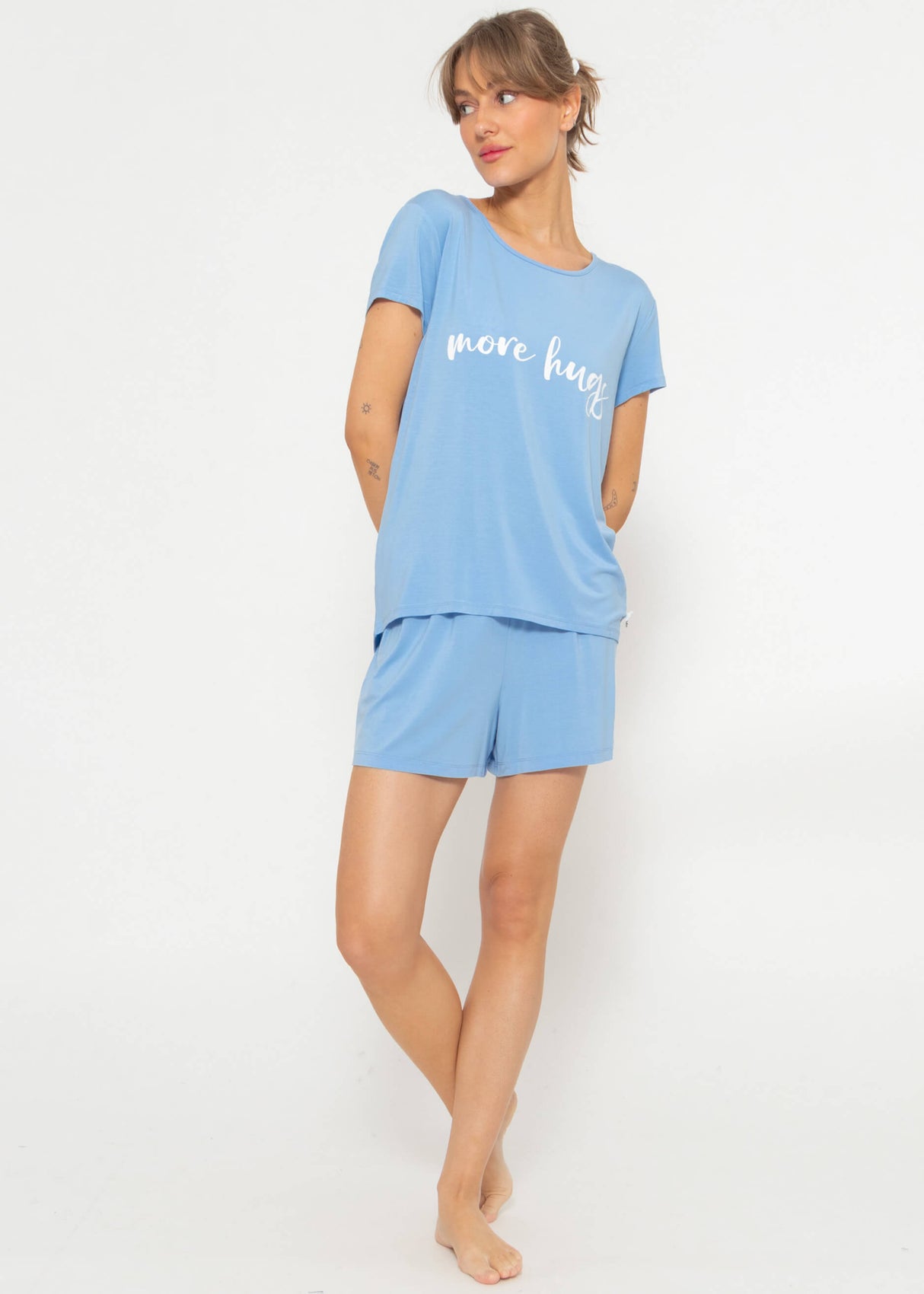 Pyjama shirt with print - light blue