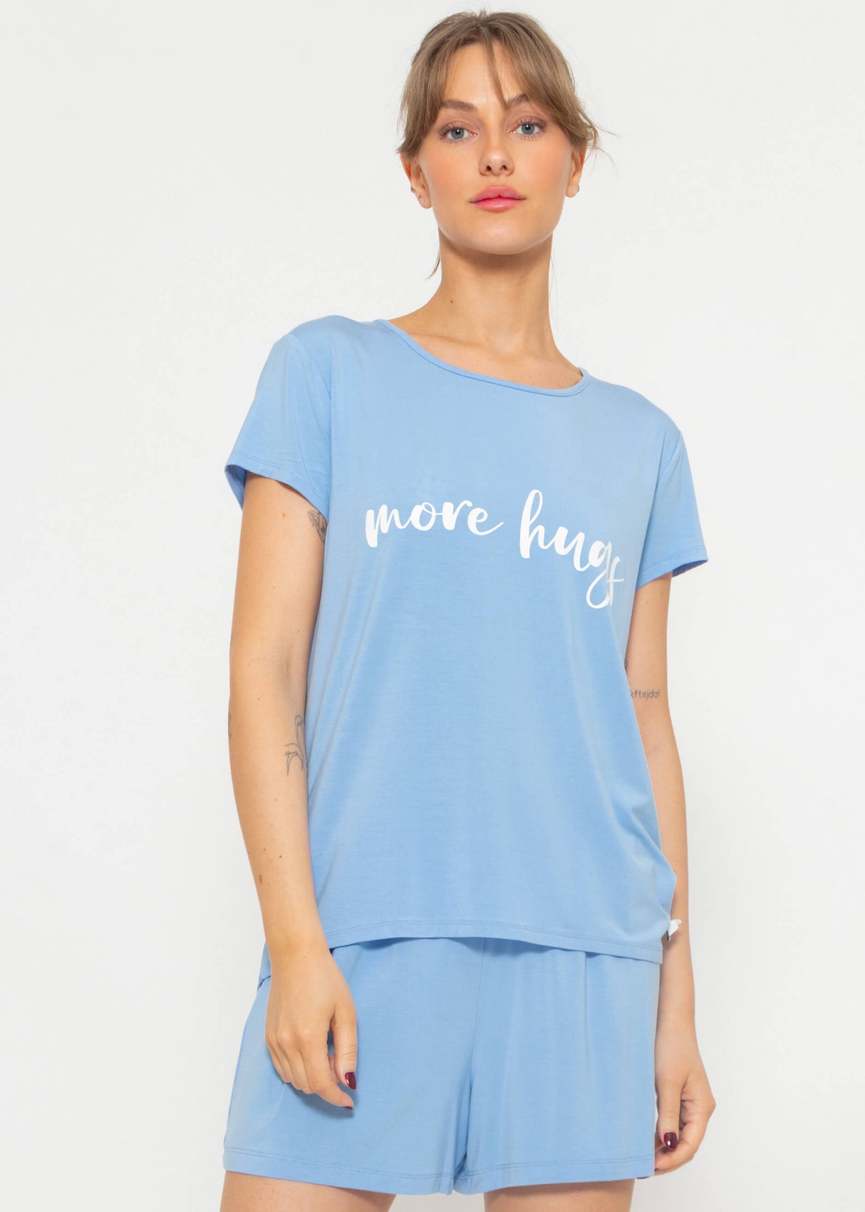 Pyjama shirt with print - light blue