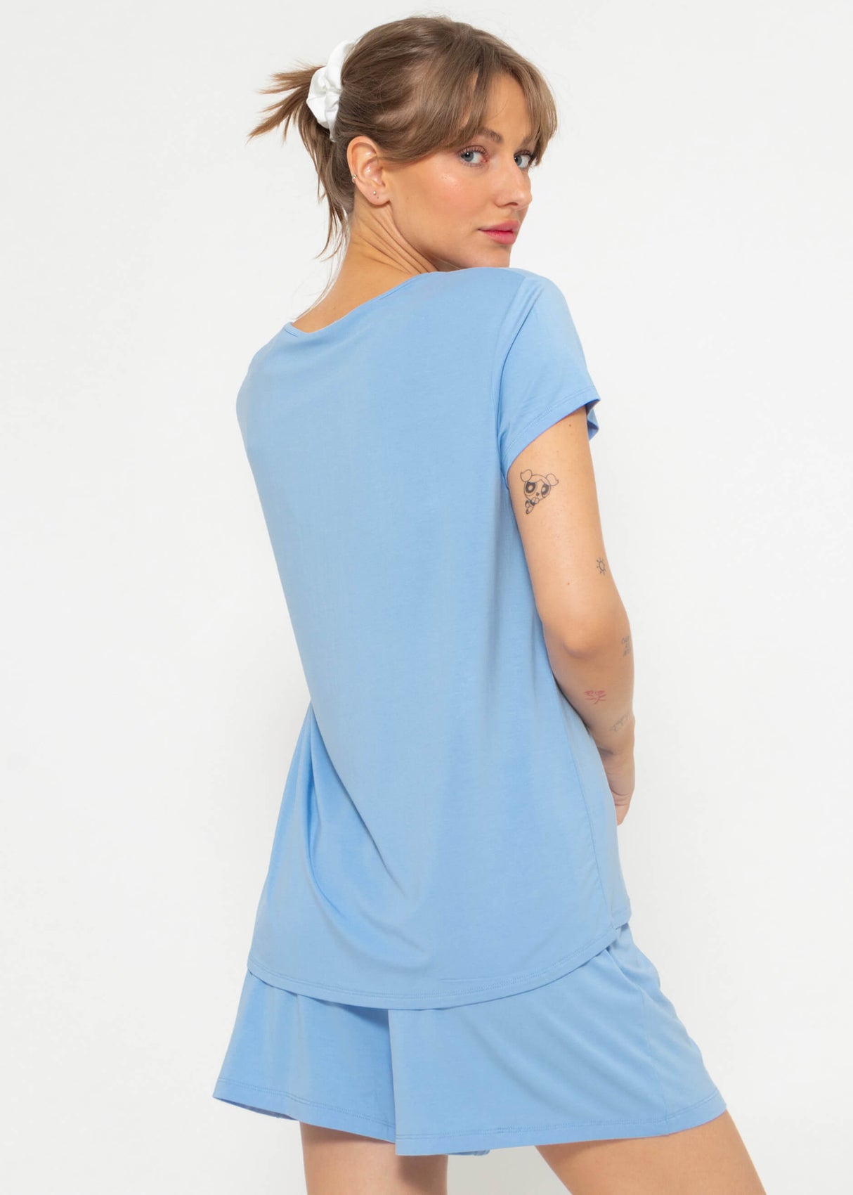Pyjama shirt with print - light blue