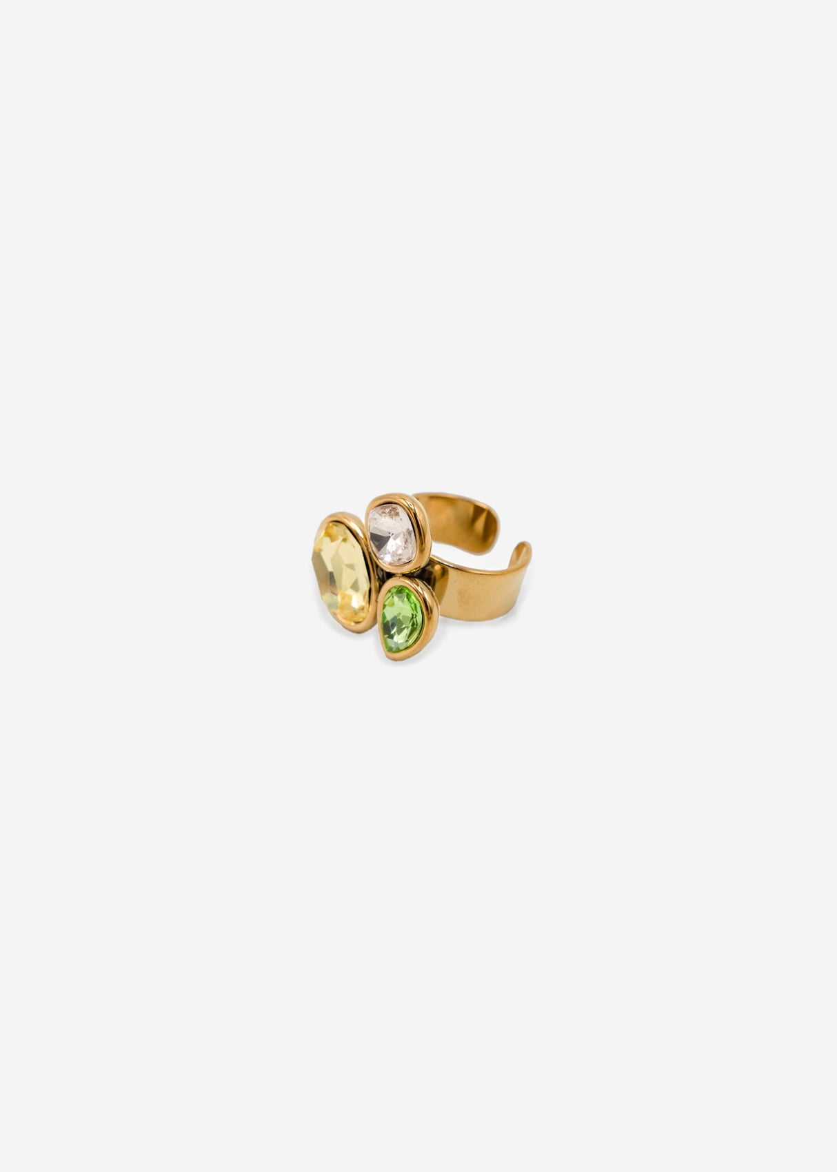Ring with 3 colorful gemstones - gold