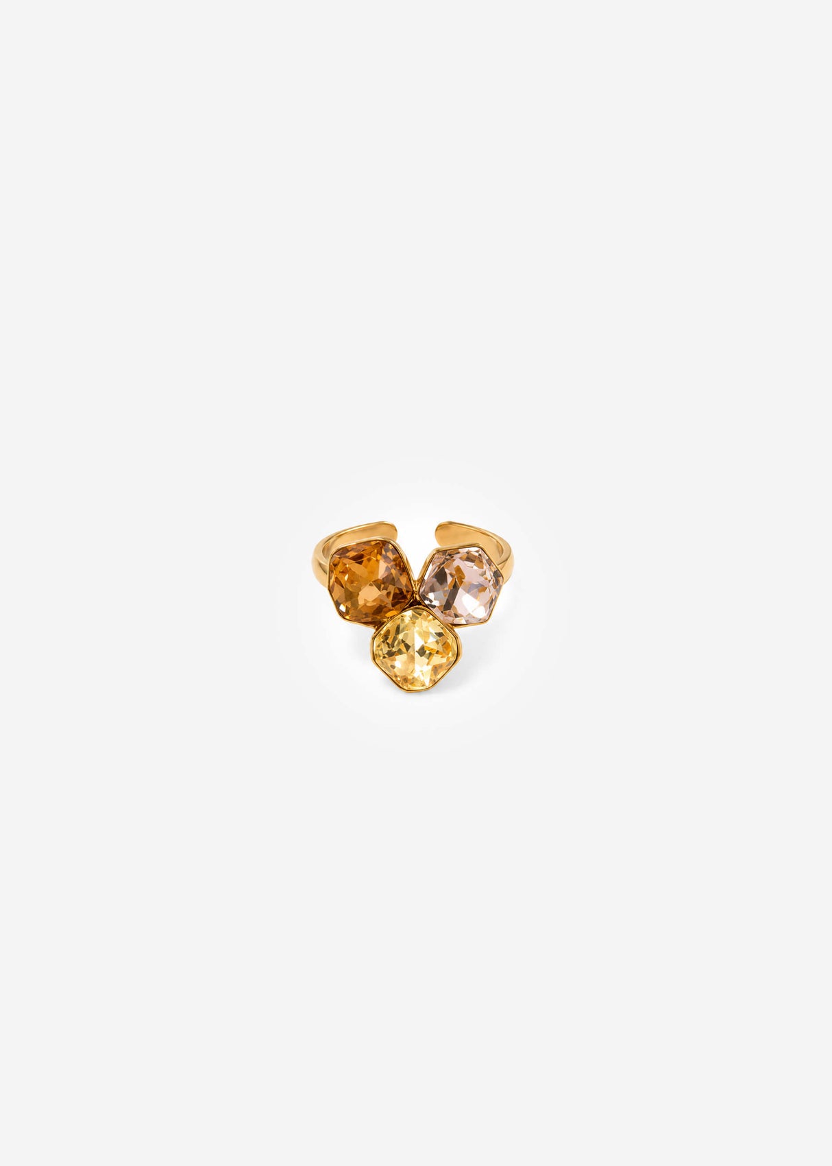 Ring mit 3 Schmucksteinen - gold