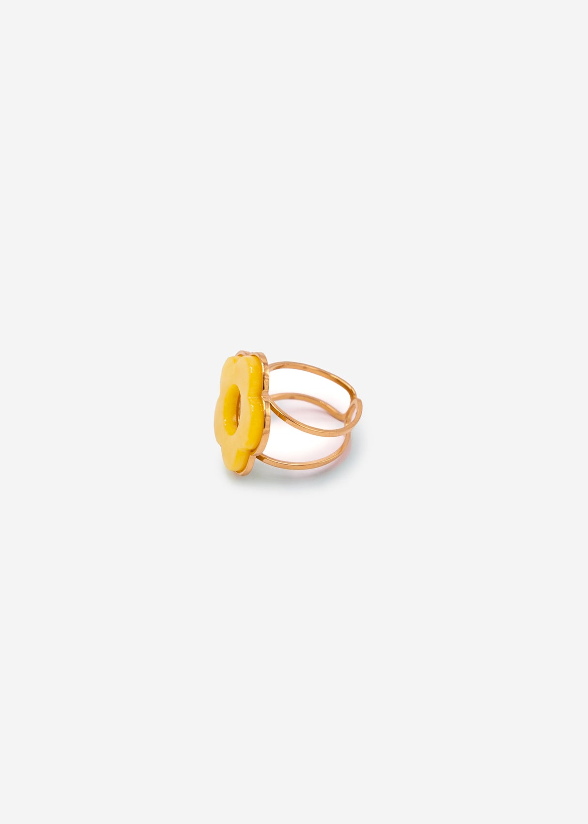 Ring with yellow flower motif - gold
