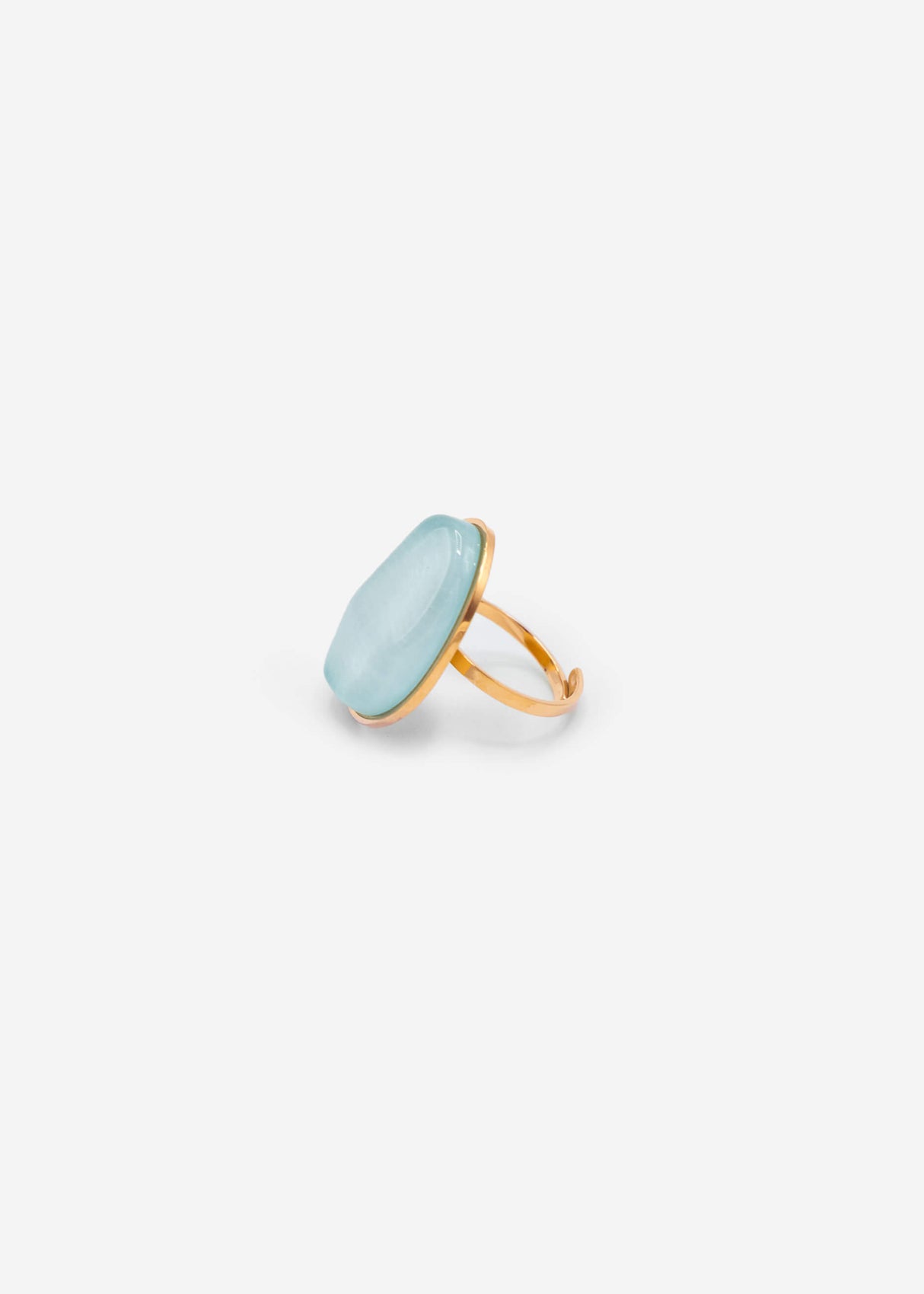 Ring with light blue gemstone - gold