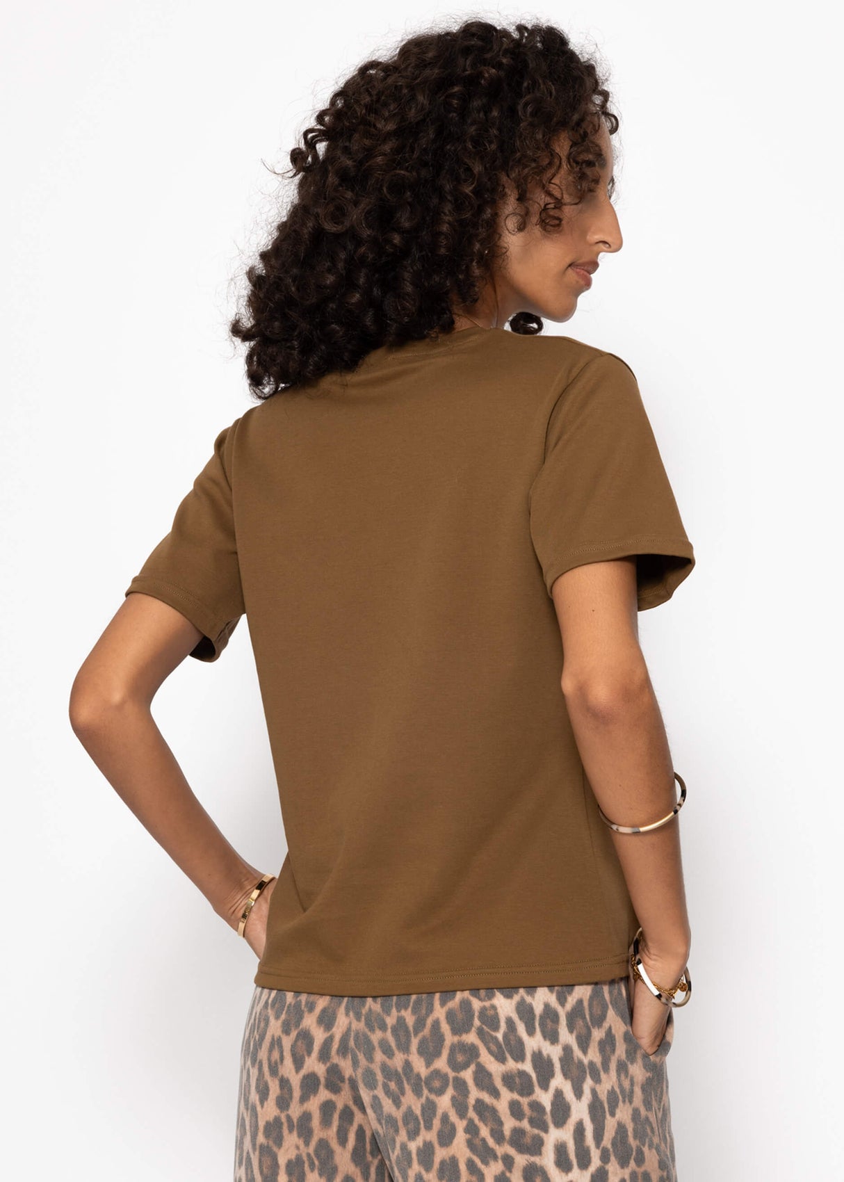 Rundhals T -shirt - brown