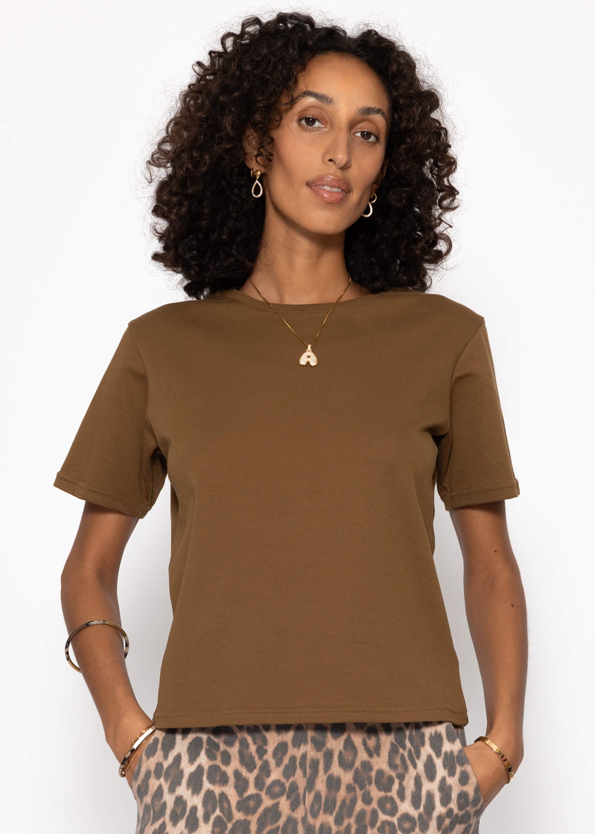 Rundhals T -shirt - brown