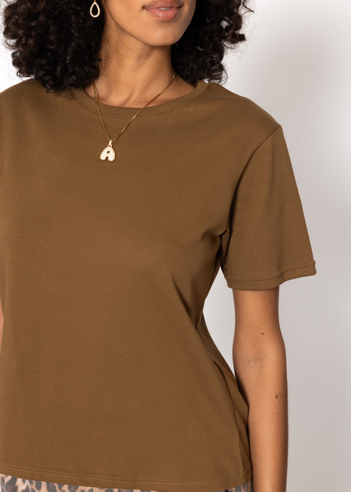 Rundhals T -shirt - brown