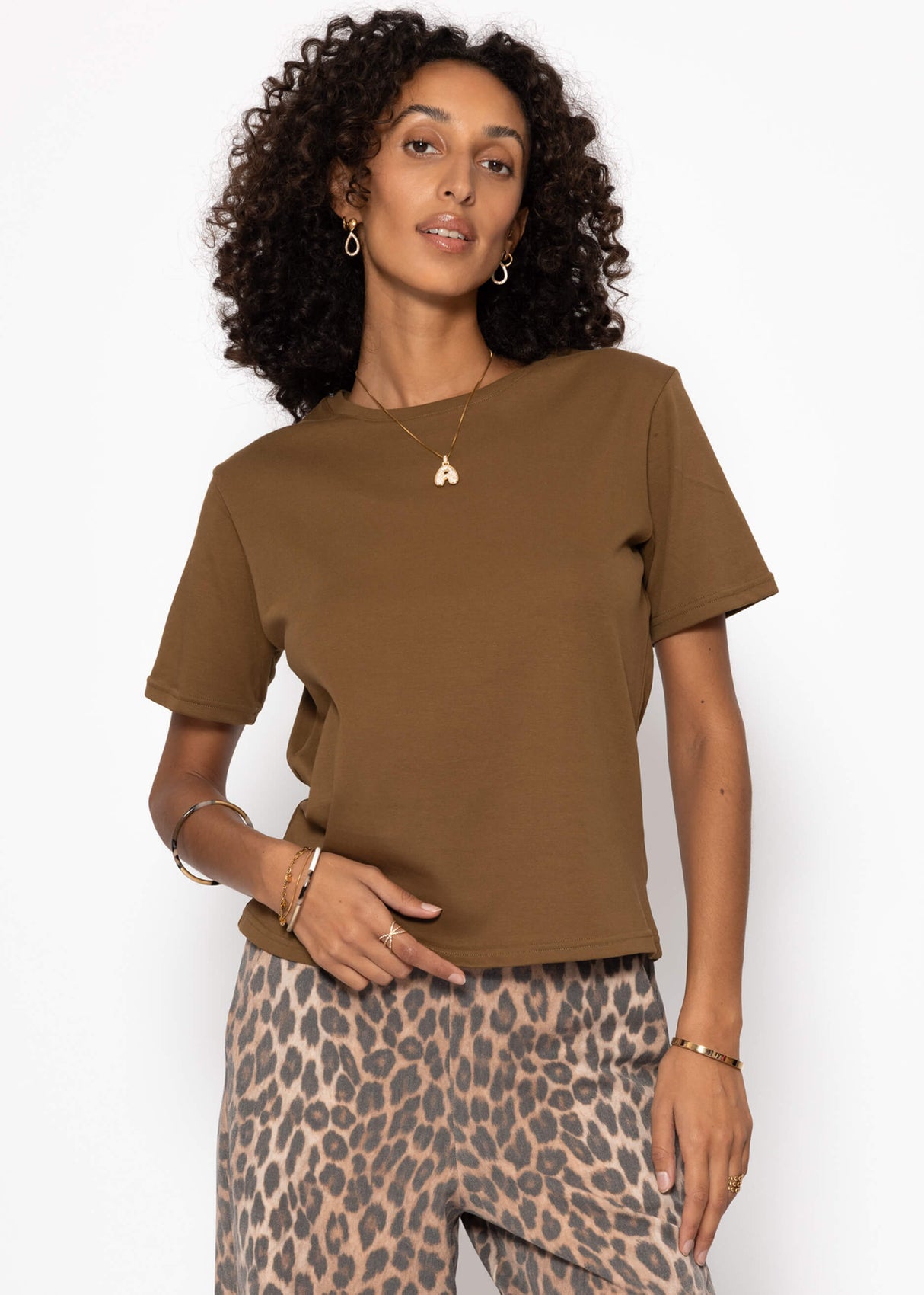 Rundhals T -shirt - brown