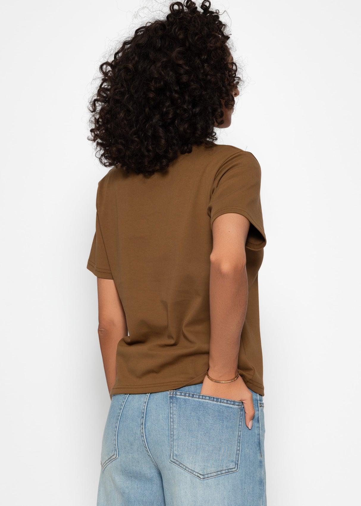 Rundhals T-Shirt - braun