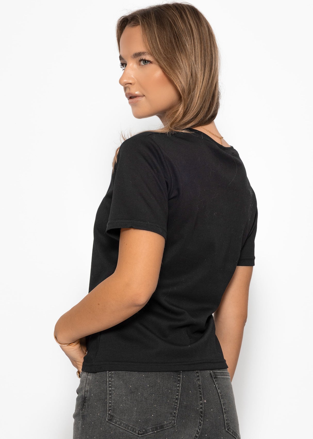 Rundhals T-Shirt - schwarz