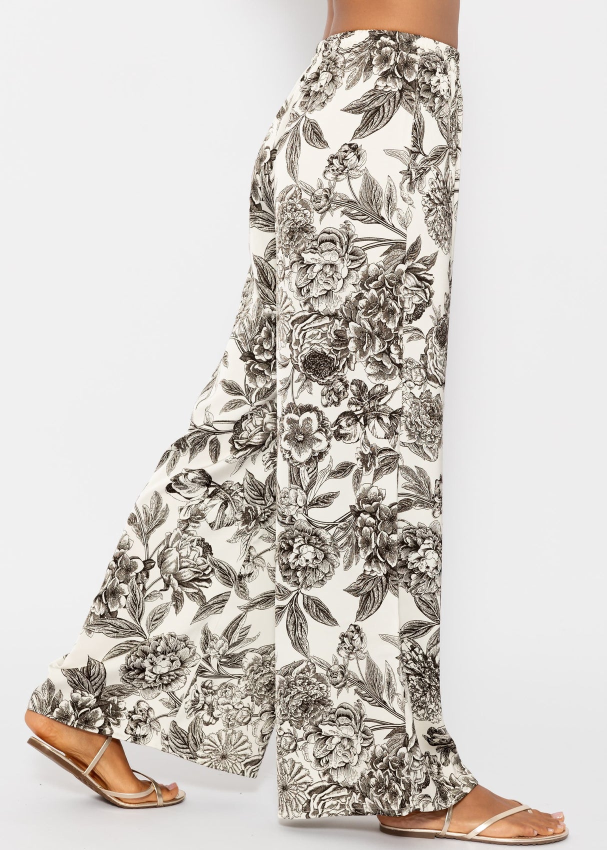 Satin pants with print - off-white-grey