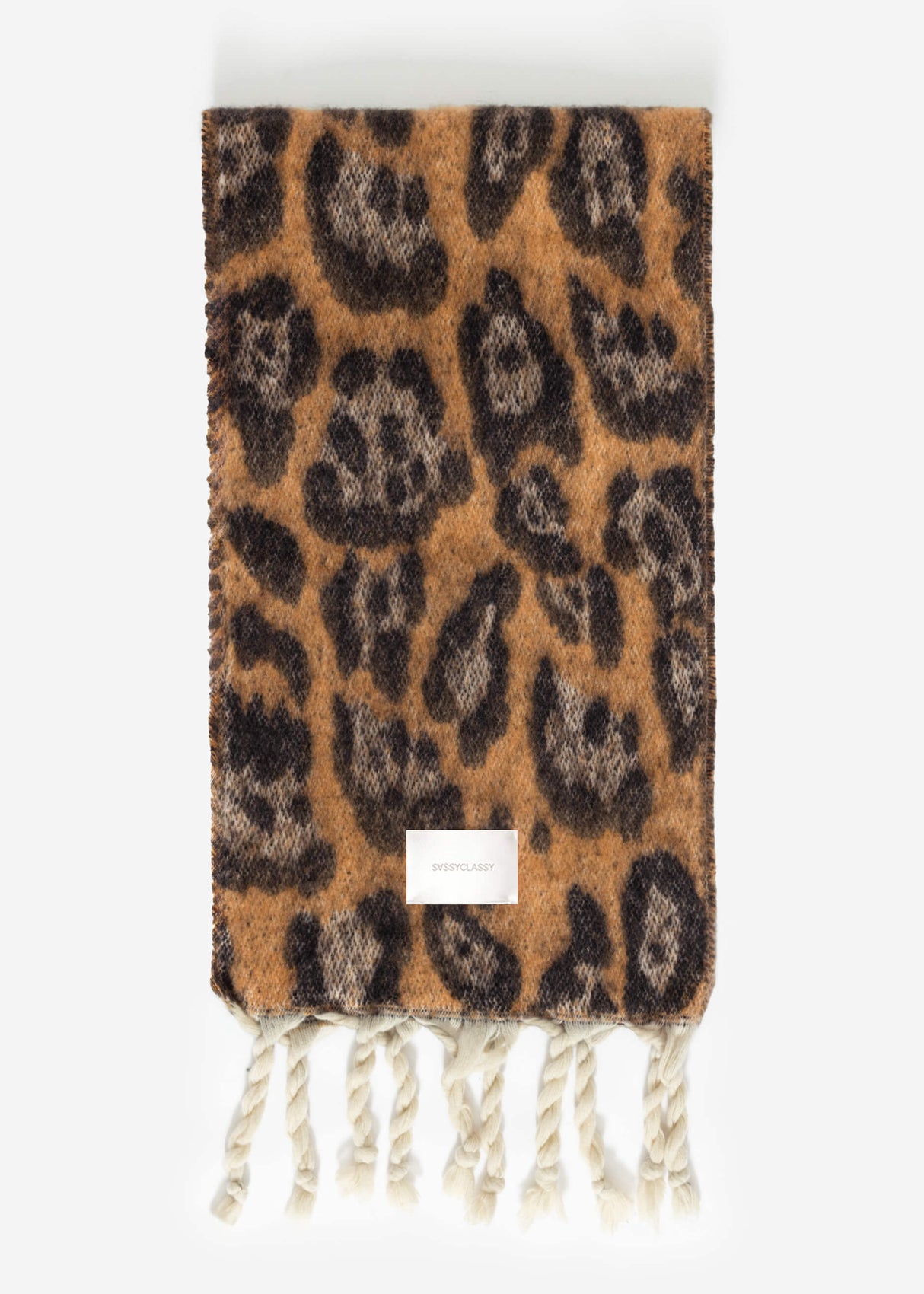 Scarf with leopard print - brown
