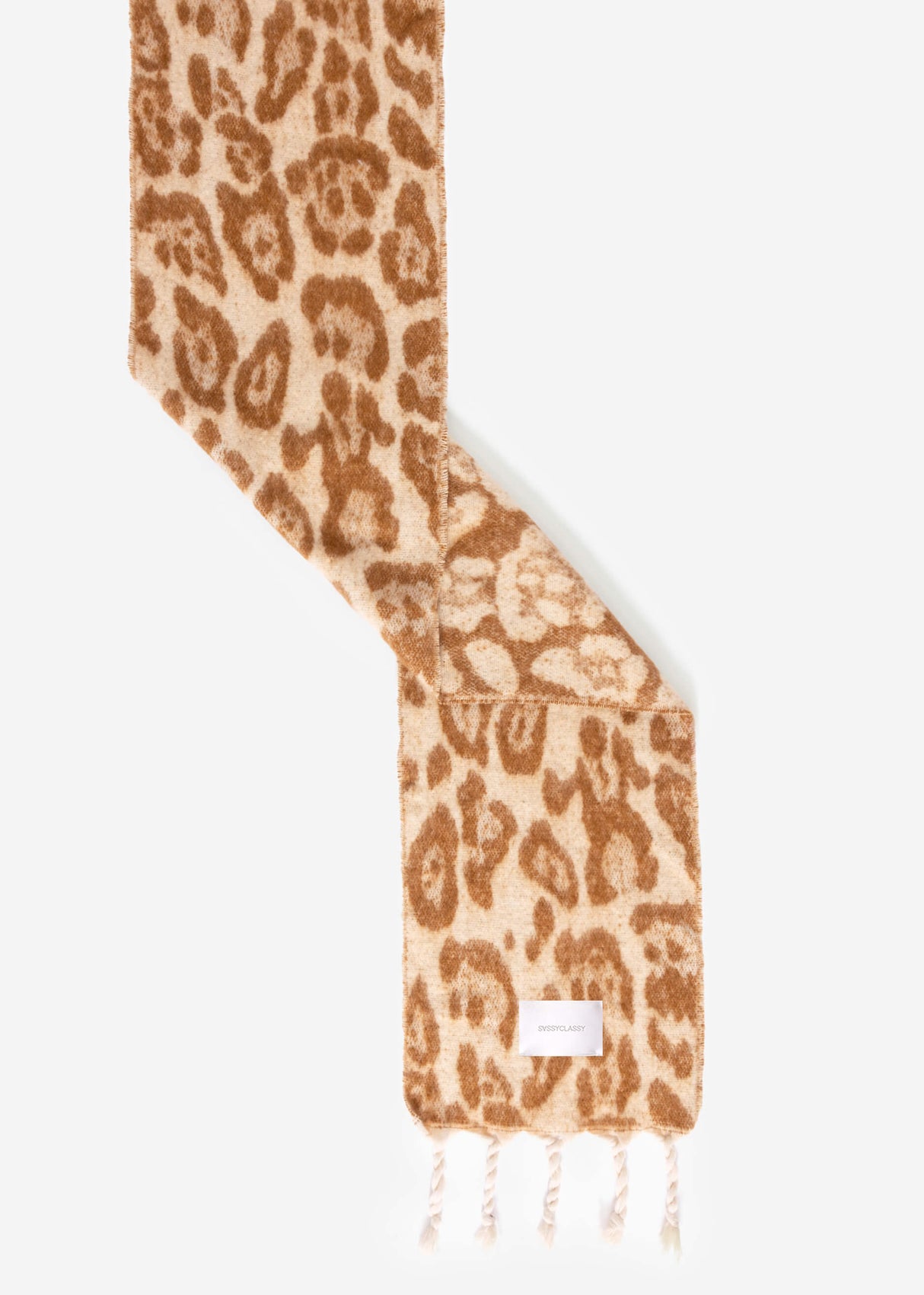 Scarf with leopard print - camel