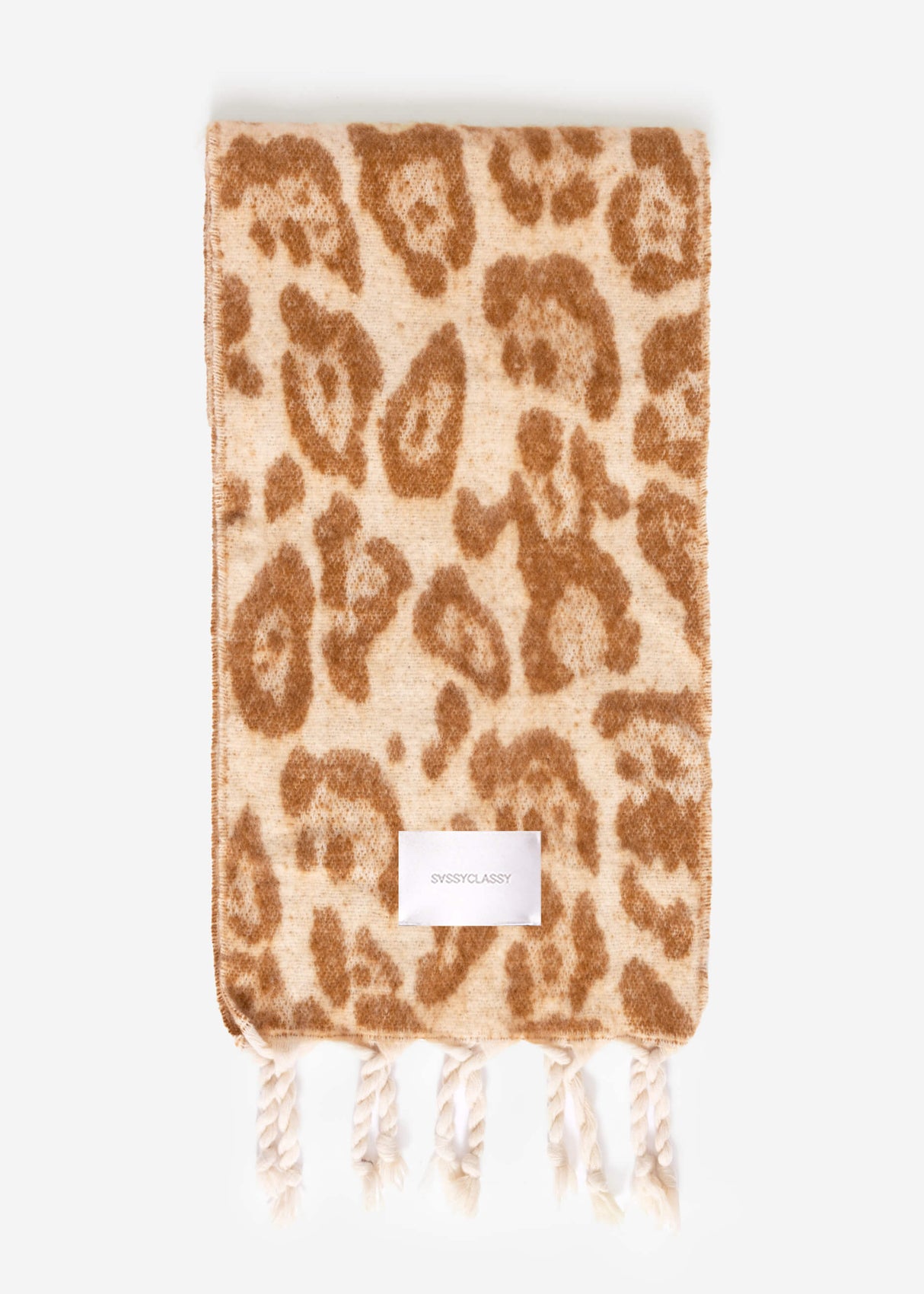 Scarf with leopard print - camel