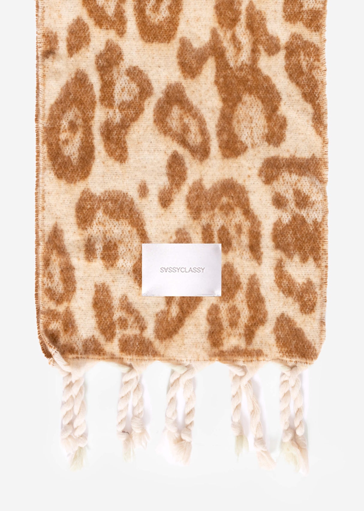 Scarf with leopard print - camel