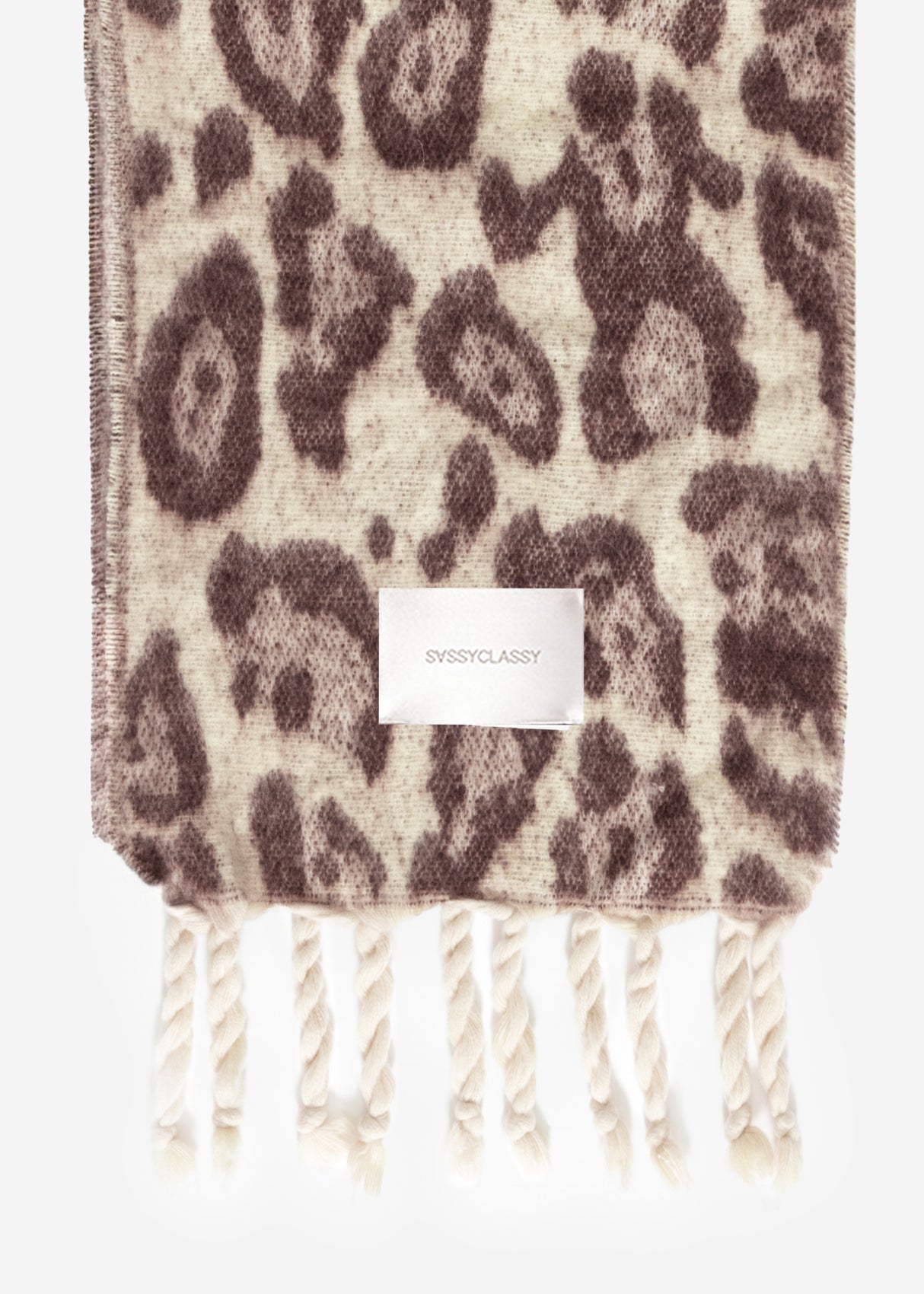 Scarf with leopard print - off-white-burgundy