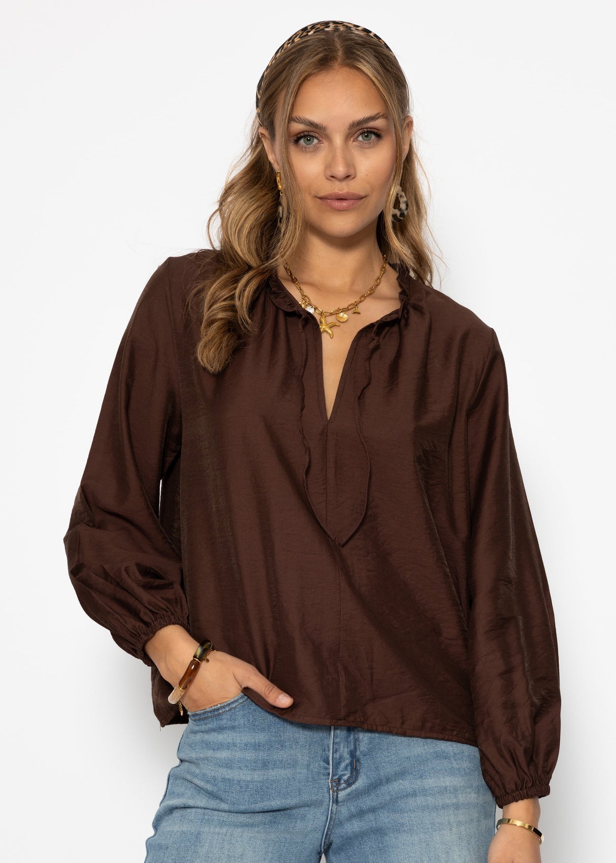 Schlupfbluse - braun