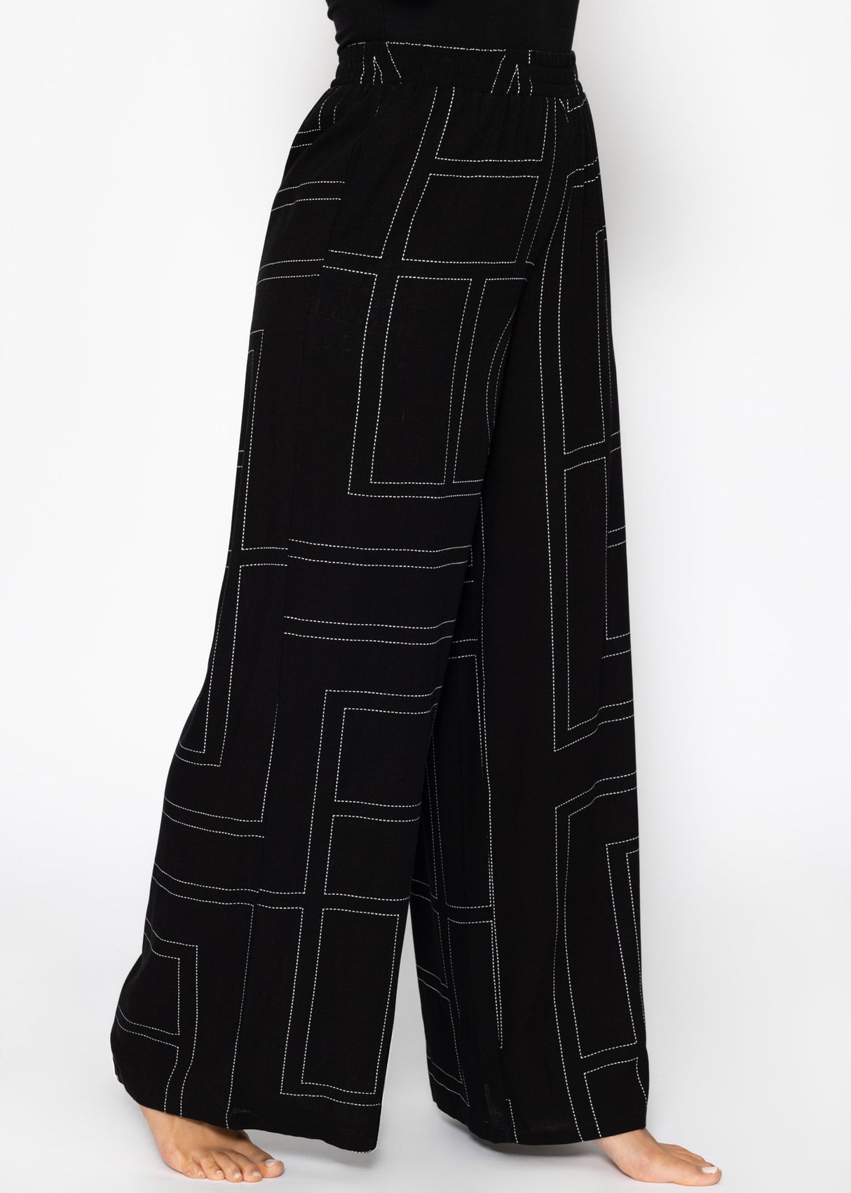 Schlupfhose mit Print - schwarz