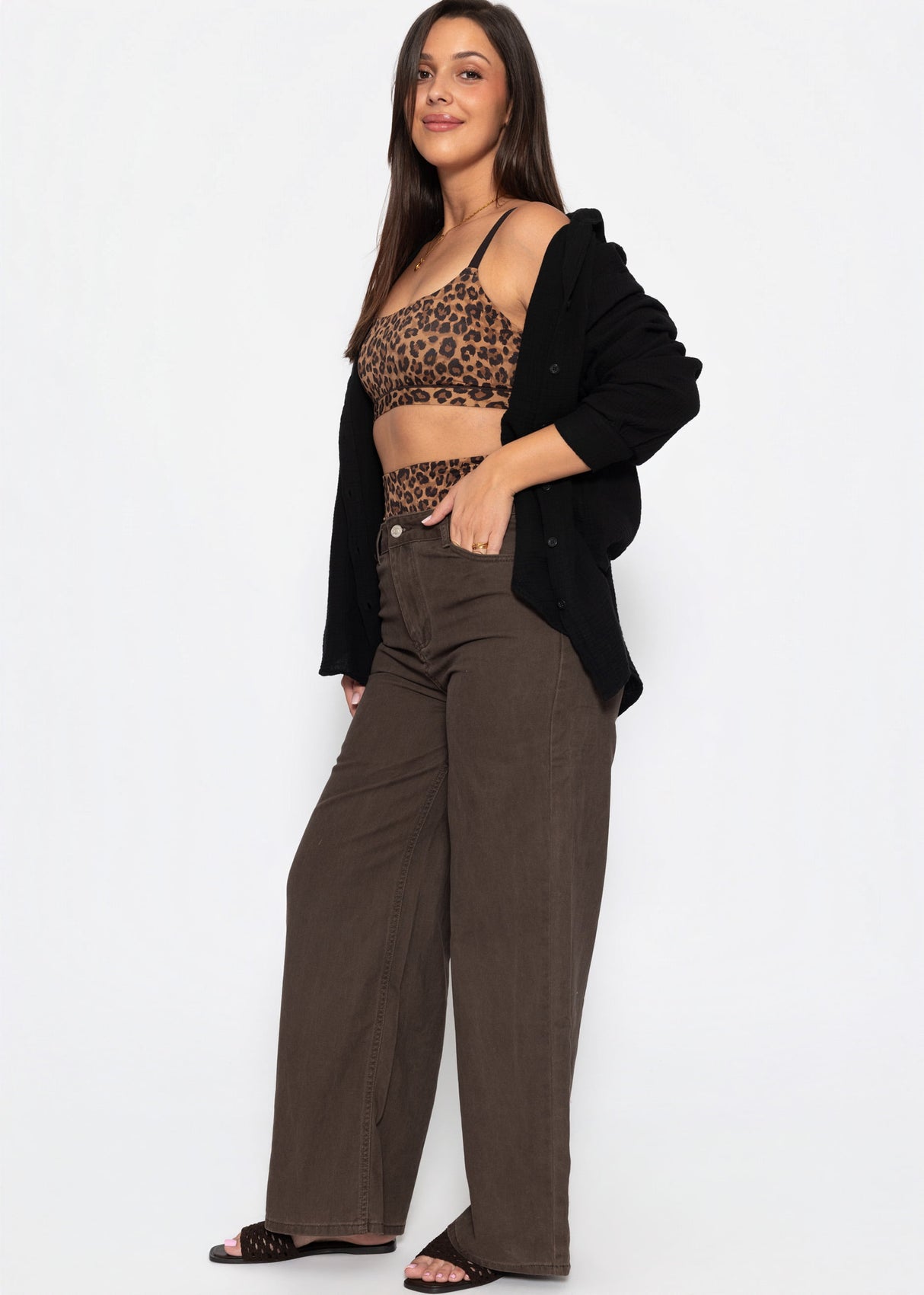Sculpting Shapewear Pants mit String und Leo-Print - braun