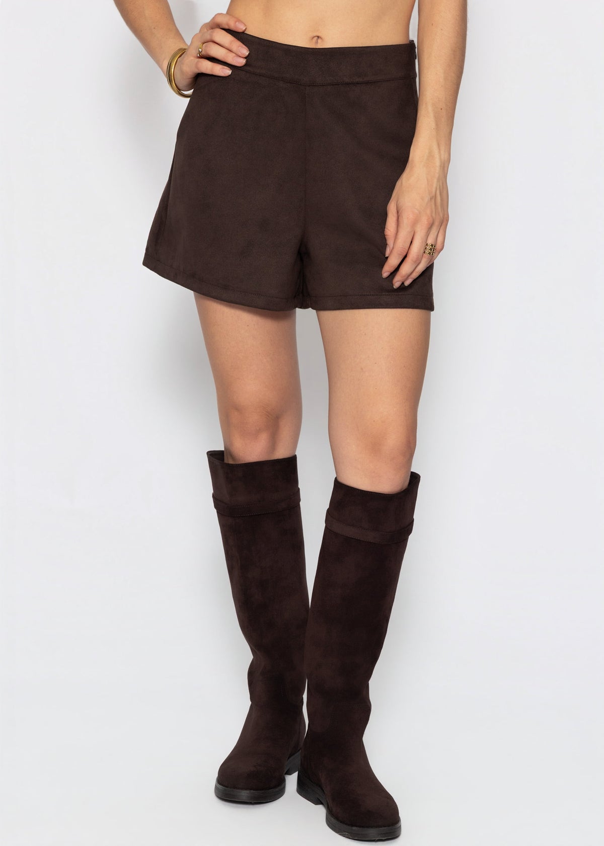 Shorts in Wildlederoptik - dunkelbraun