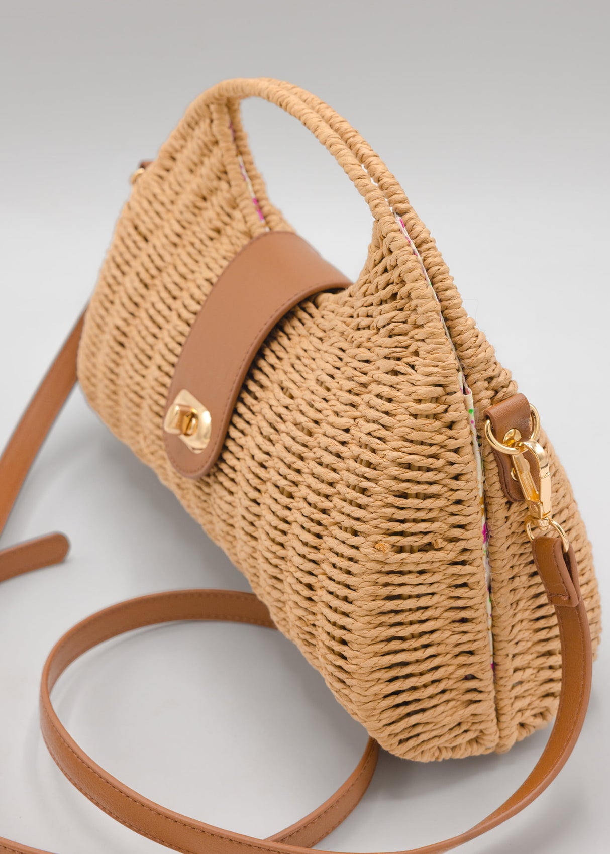 Sommertasche mit Schließe - braun