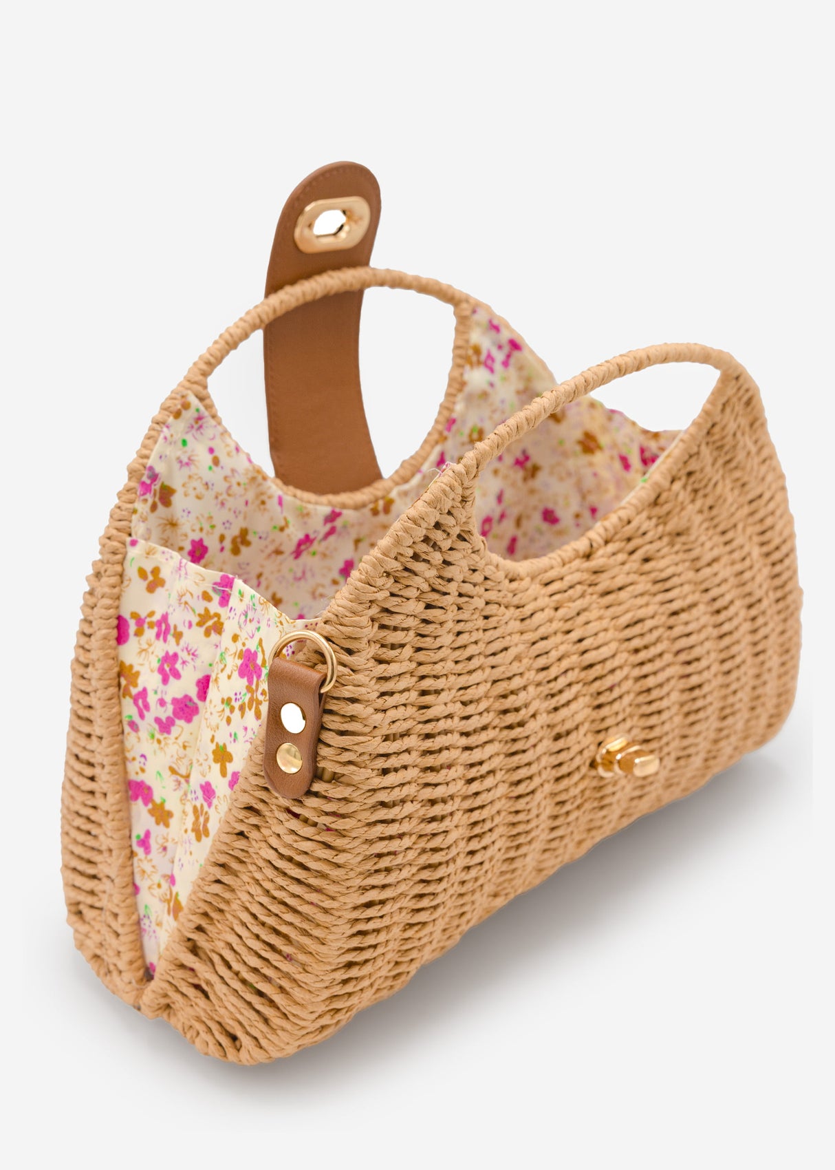 Sommertasche mit Schließe - braun