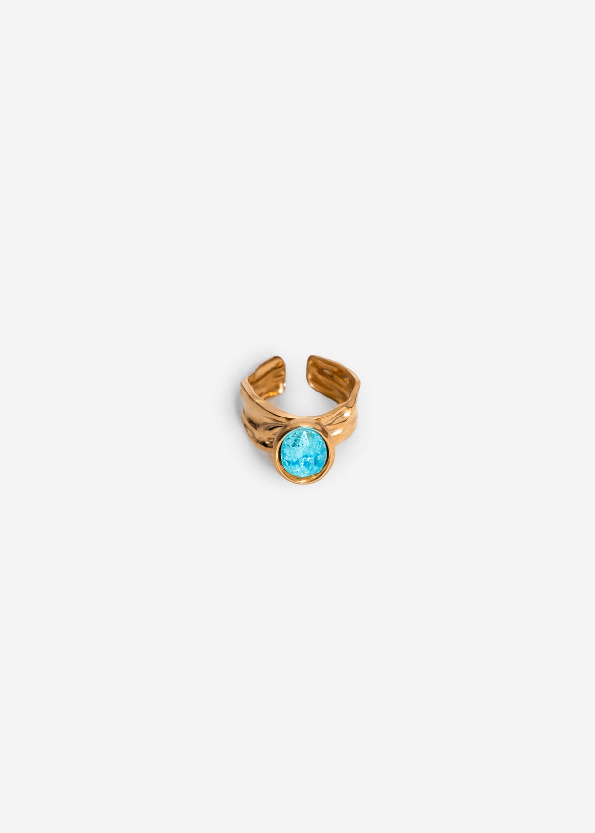Statement ring with blue gemstone - gold