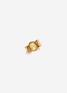 Statement ring with yellow gemstone - gold