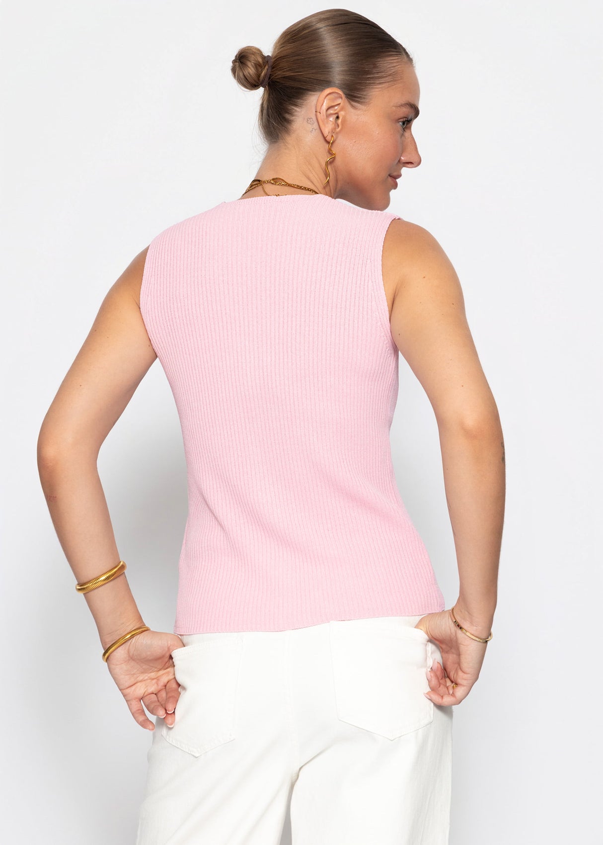 Strick-Top mit Knopfleiste - rosa