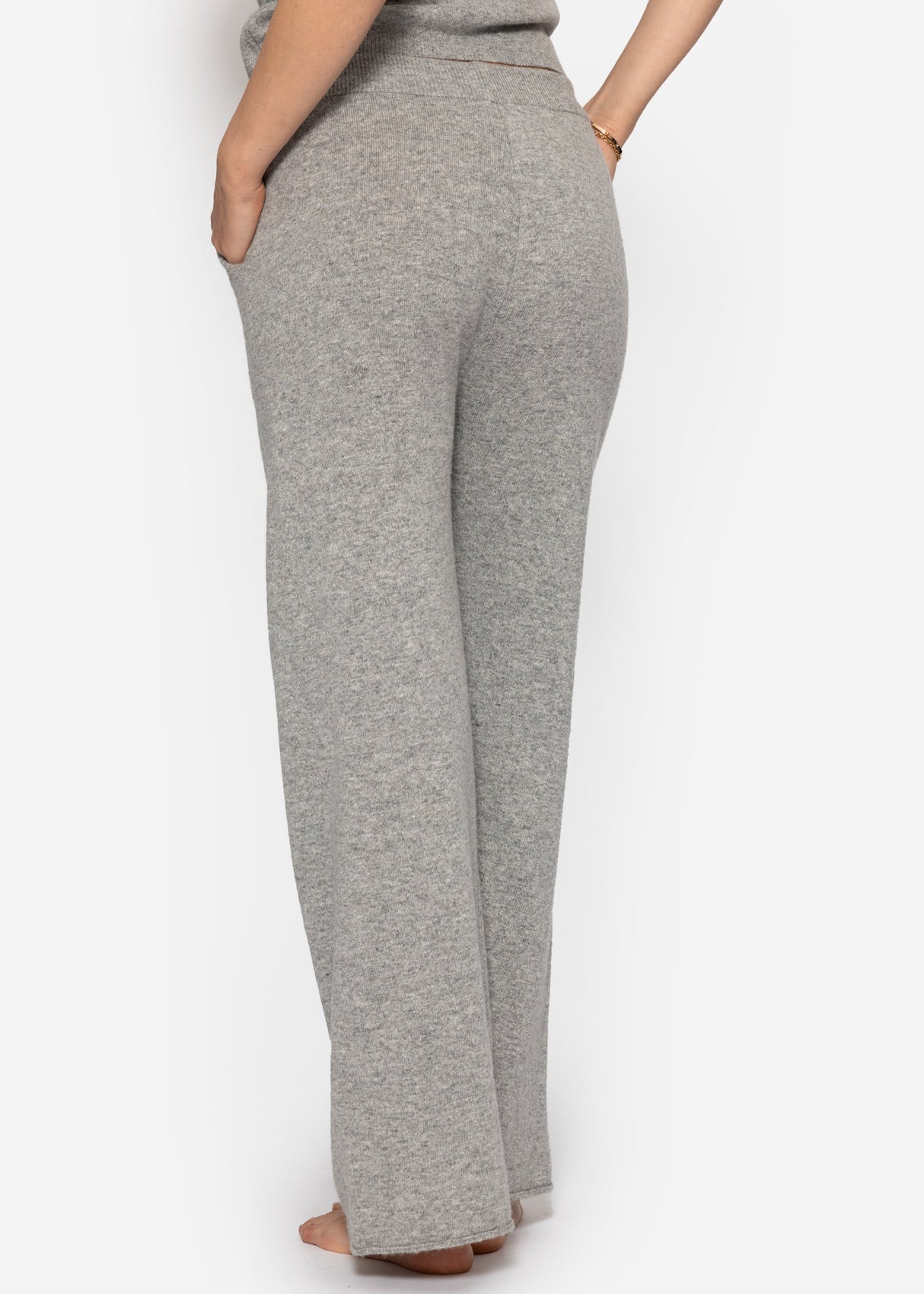 Strickhose mit Kaschmir - hellgrau