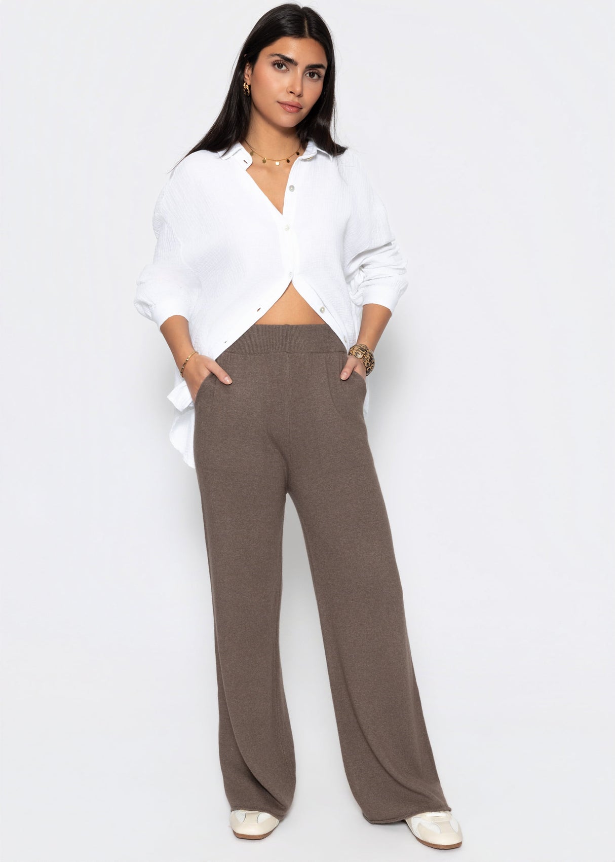 Knitting pants with cashmere - taupe