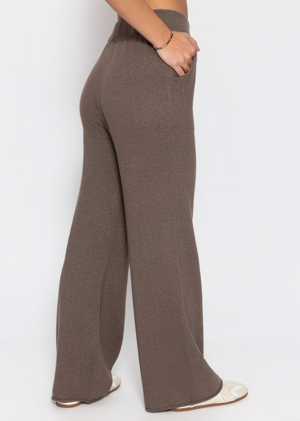 Knitting pants with cashmere - taupe