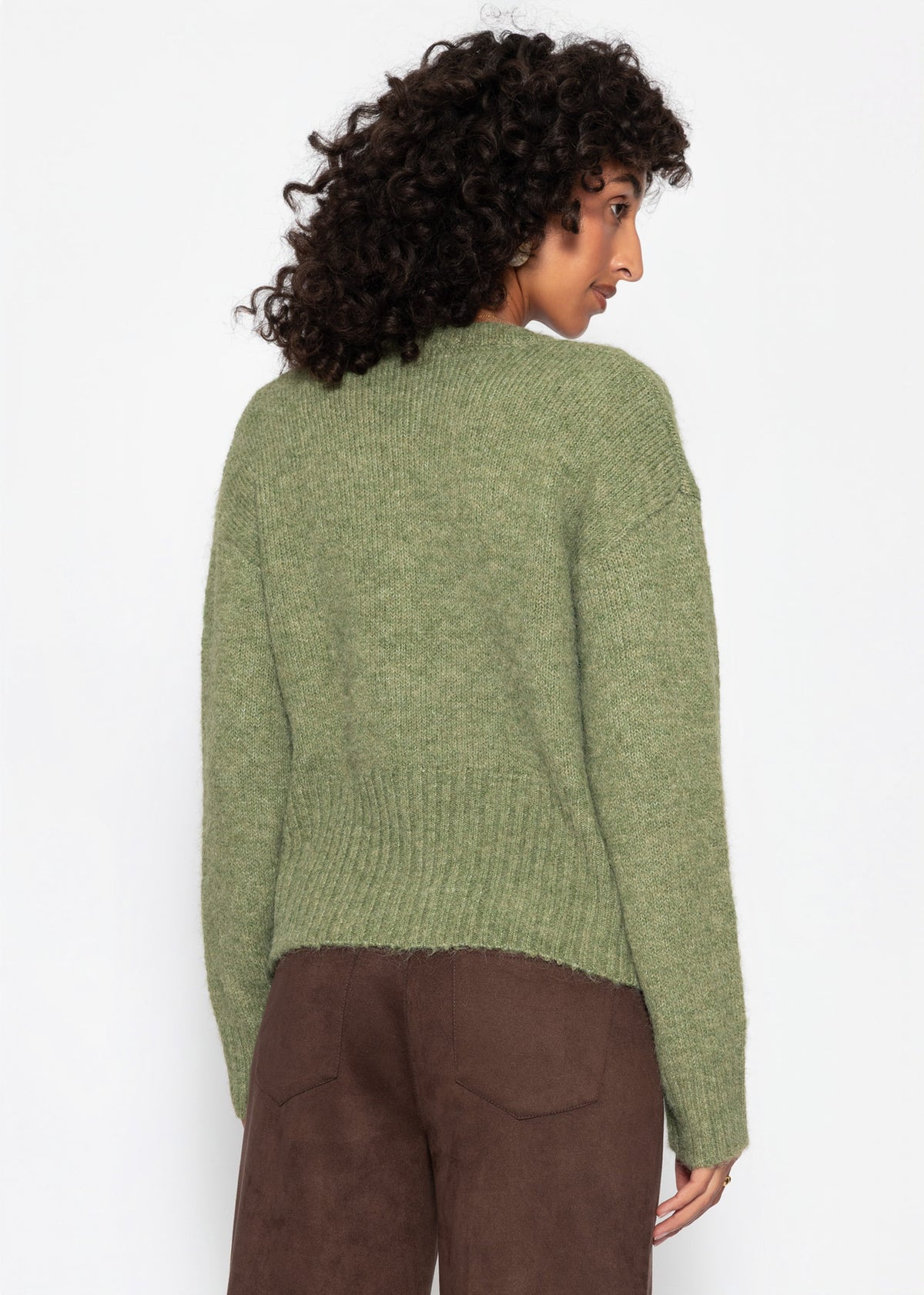 Strickjacke mit Herzknöpfen - khaki