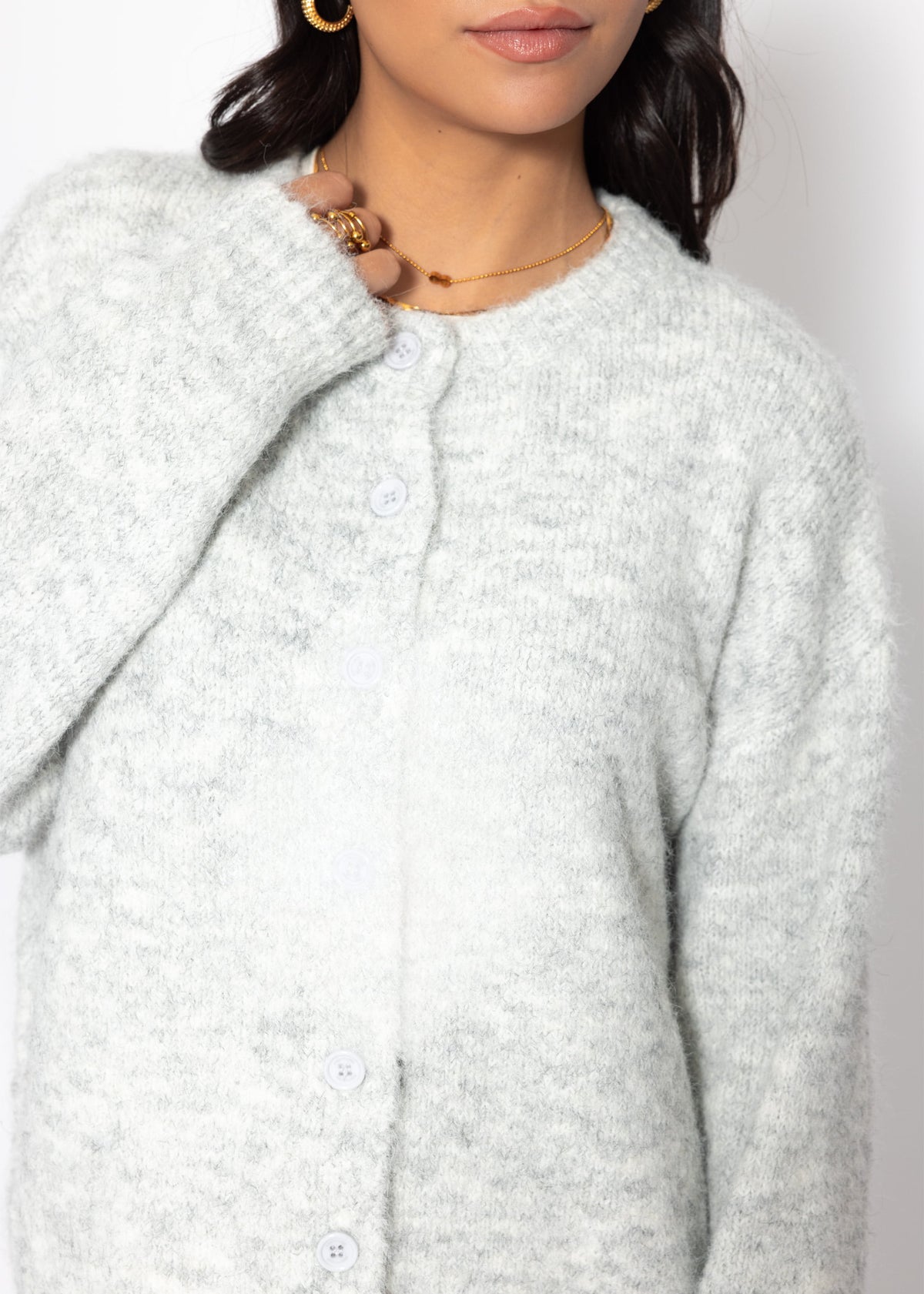 Strickjacke mit Knopfleiste - grau
