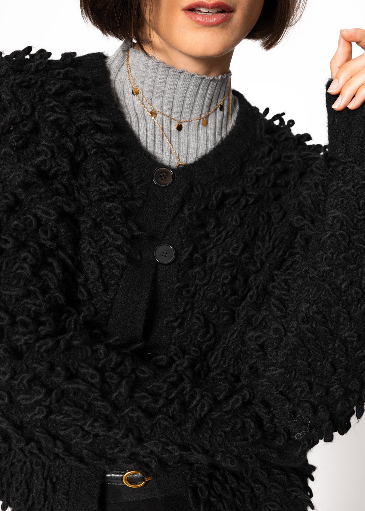 Cardigan with loop structure - black