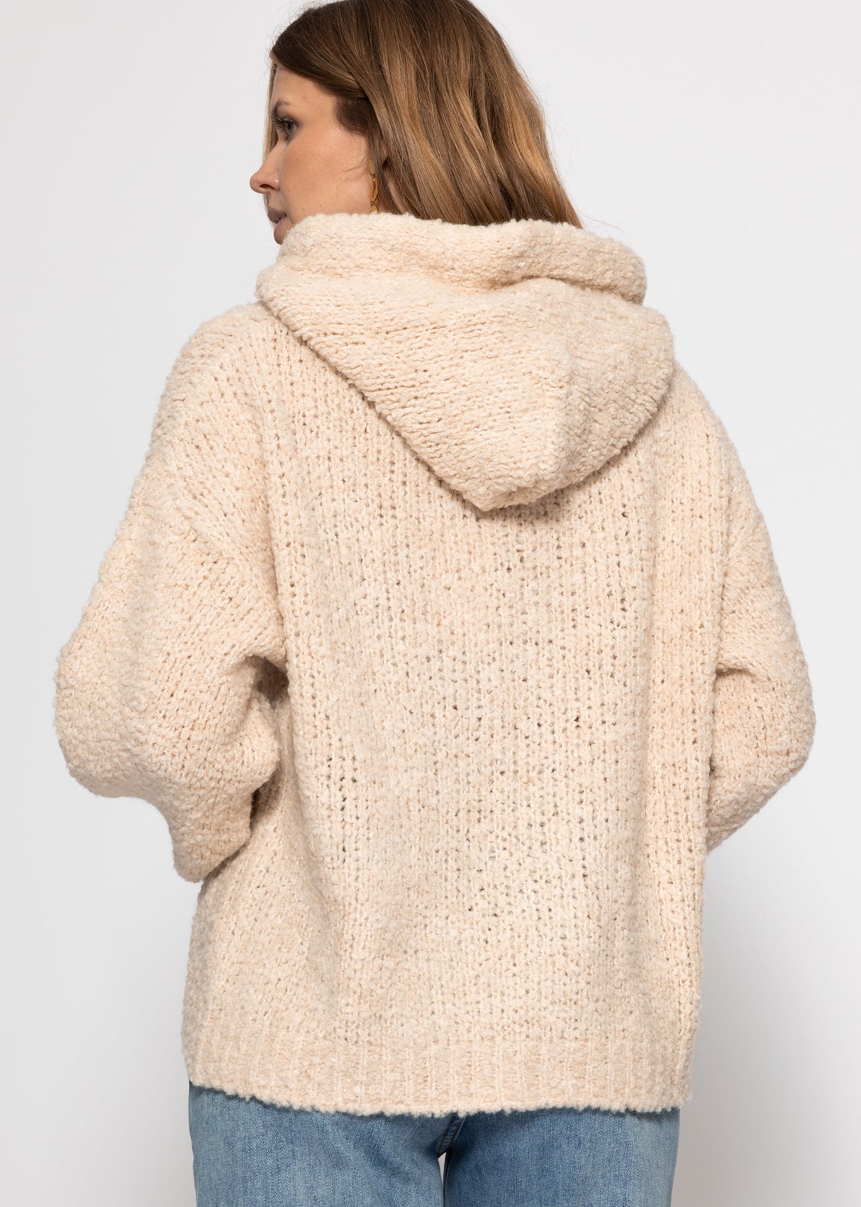 Jessica Haller bouclé knit hoodie - off-white