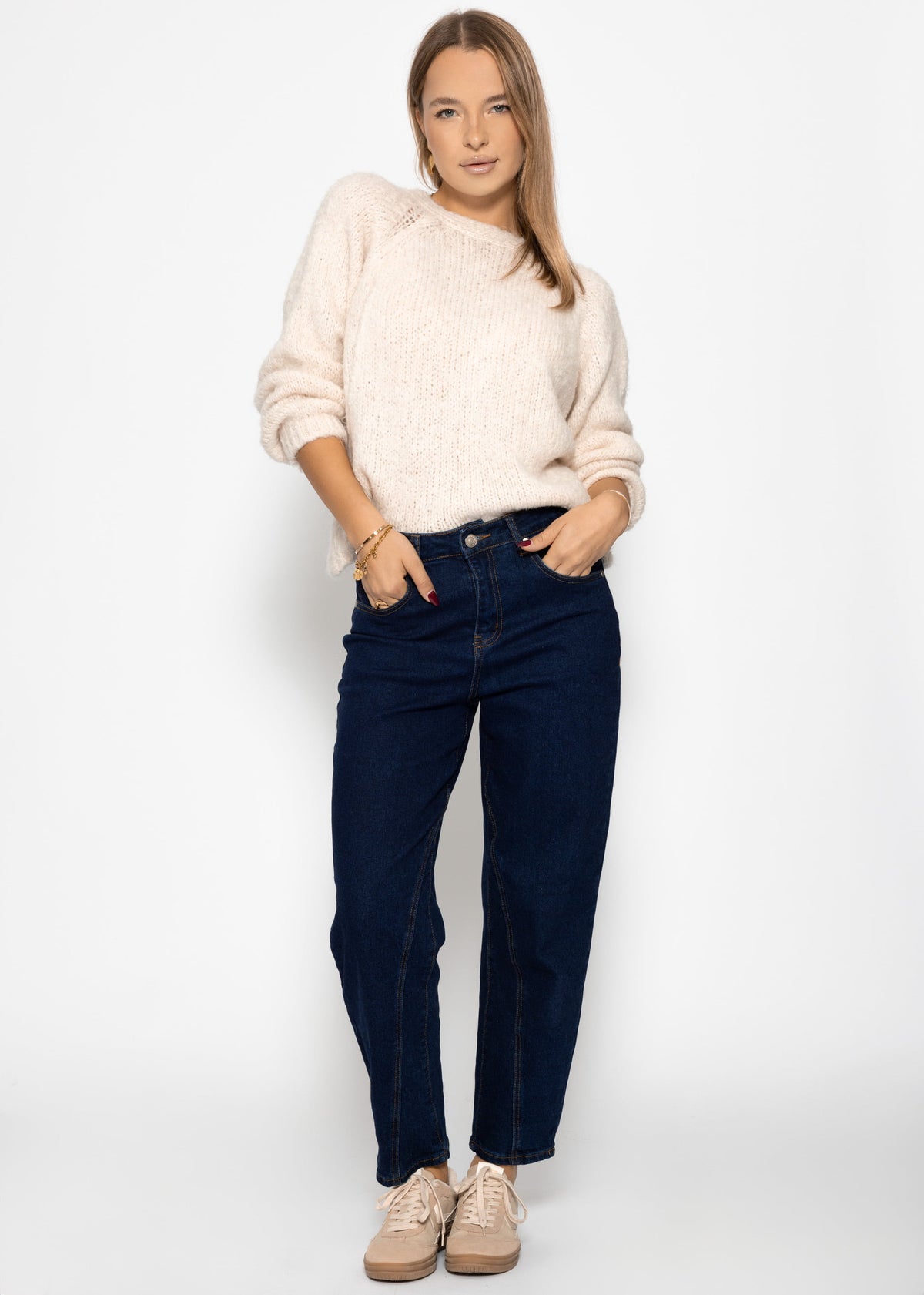 Strickpullover mit Knotendetail - offwhite