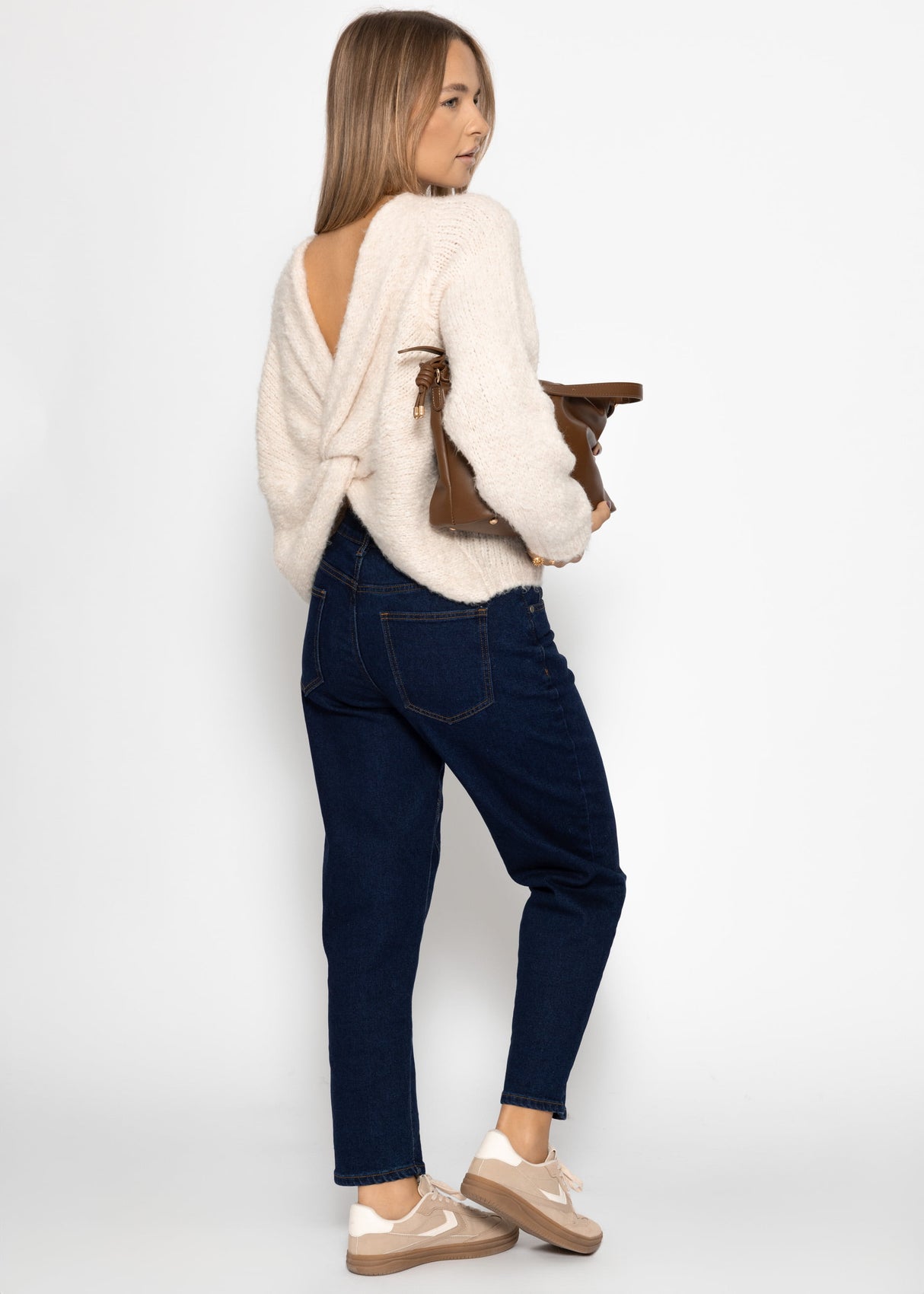 Strickpullover mit Knotendetail - offwhite