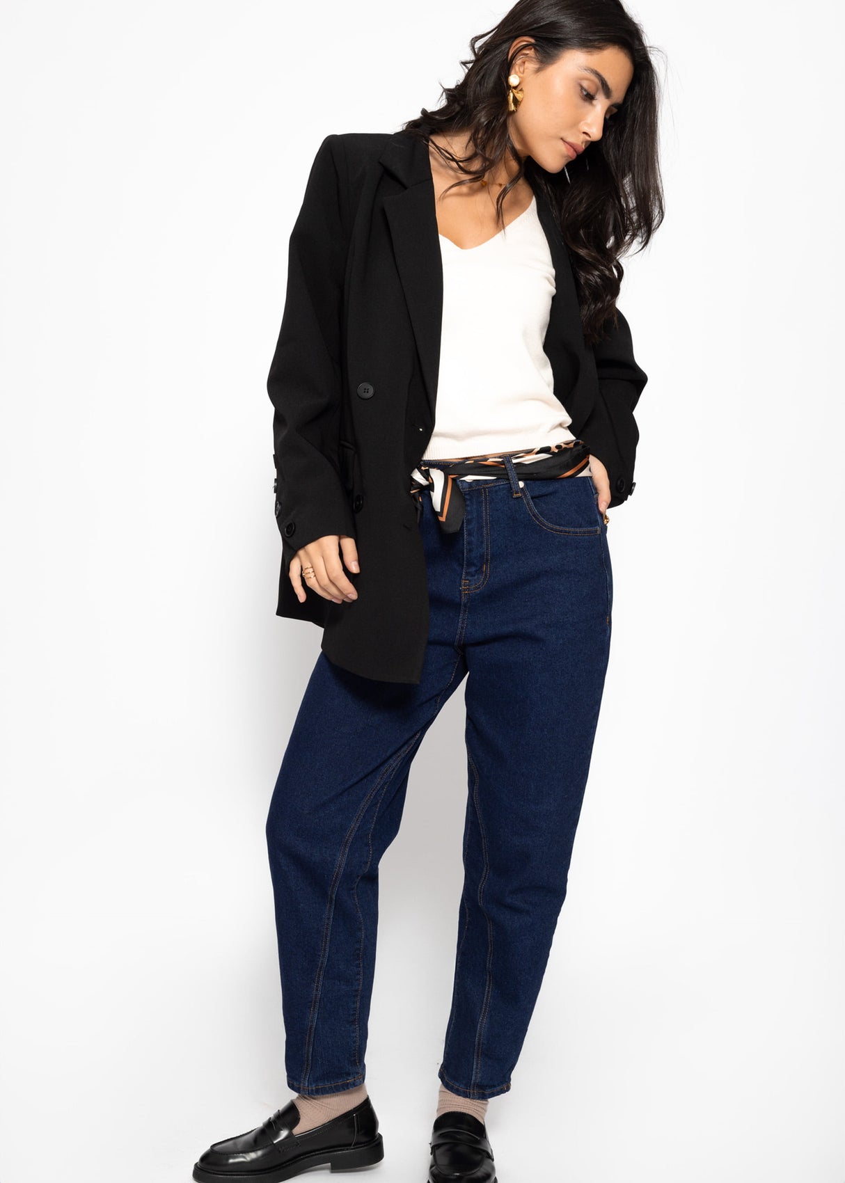 Stricktop mit V-Ausschnitt - offwhite